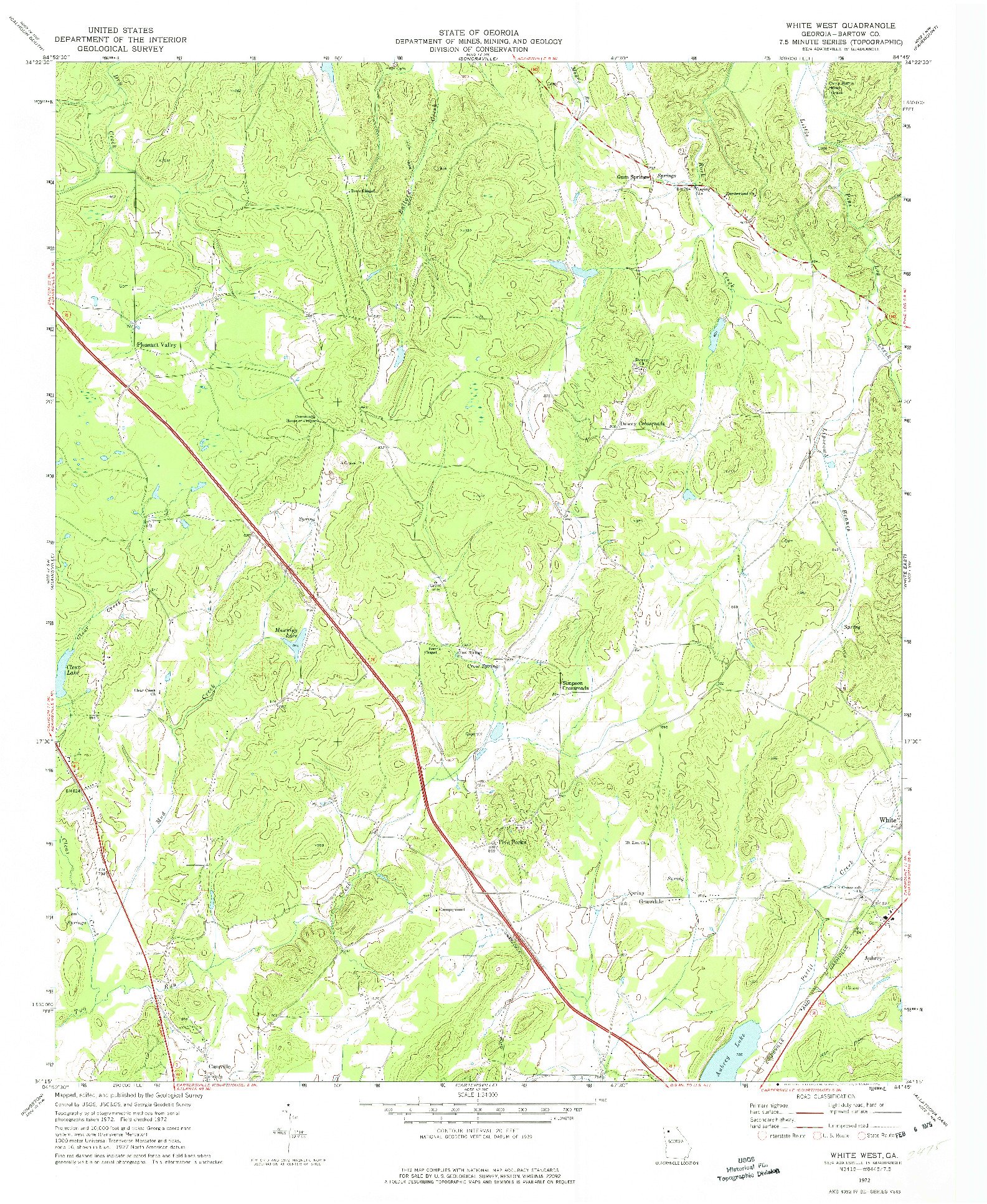 USGS 1:24000-SCALE QUADRANGLE FOR WHITE WEST, GA 1972