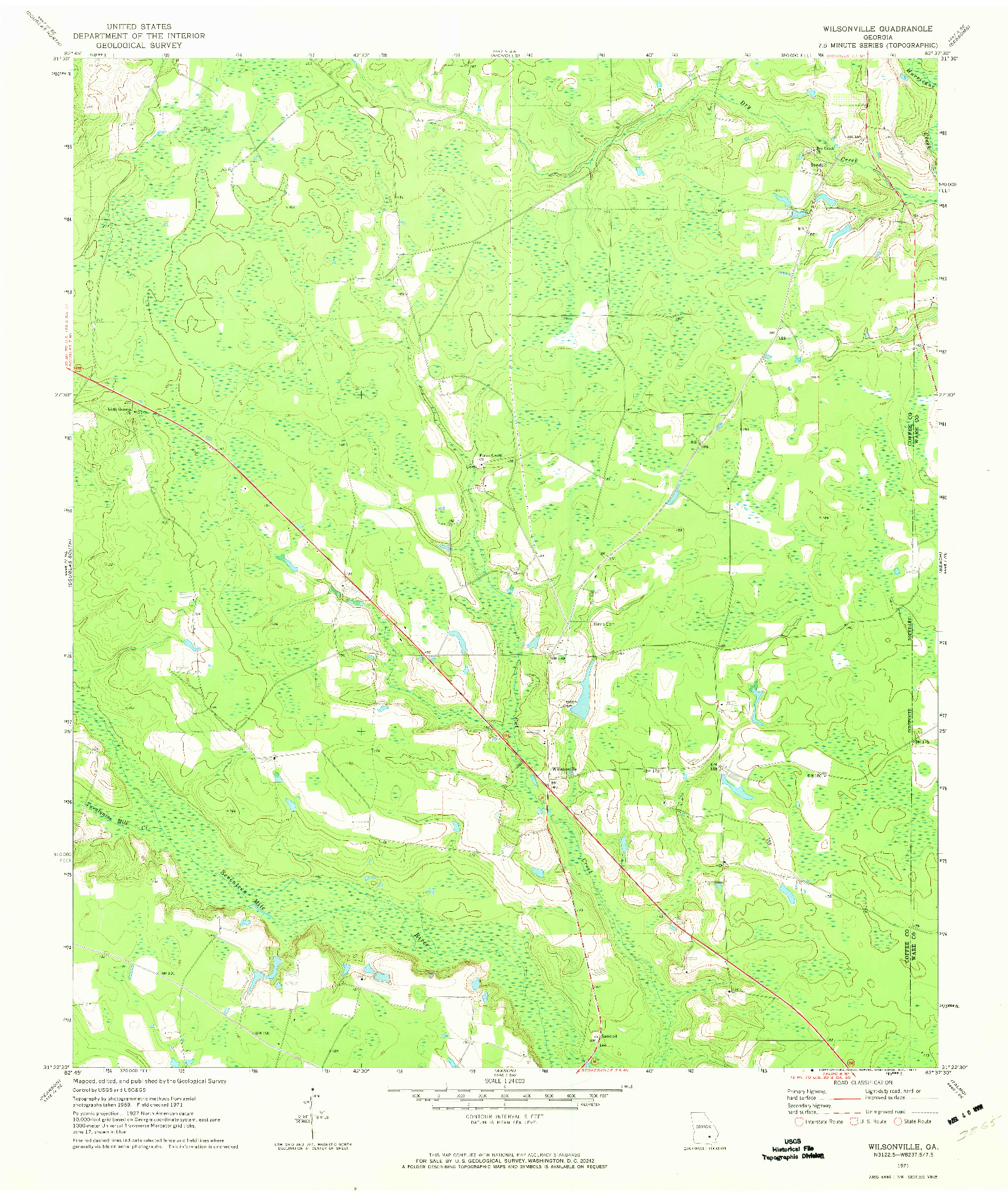 USGS 1:24000-SCALE QUADRANGLE FOR WILSONVILLE, GA 1971