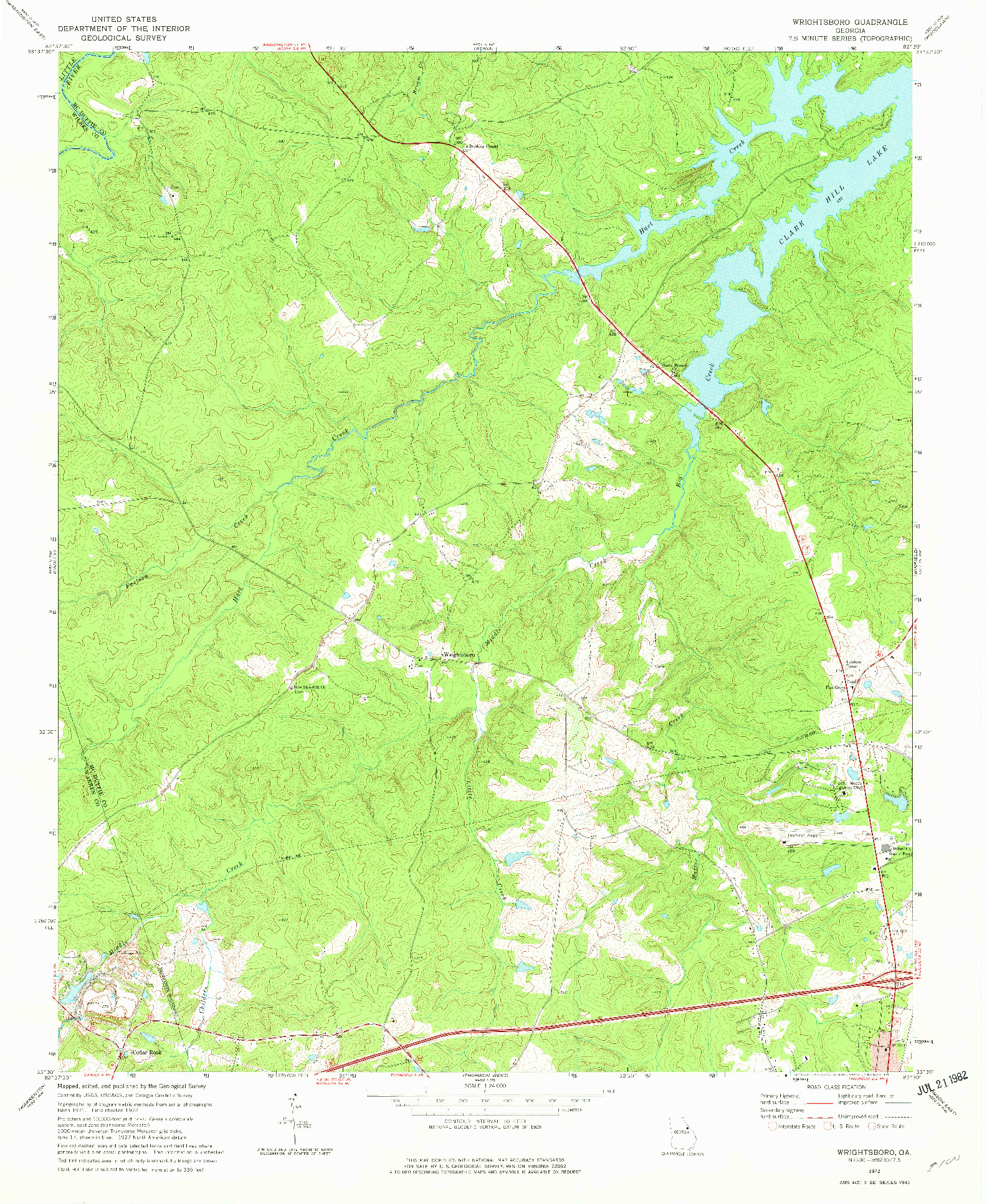 USGS 1:24000-SCALE QUADRANGLE FOR WRIGHTSBORO, GA 1972