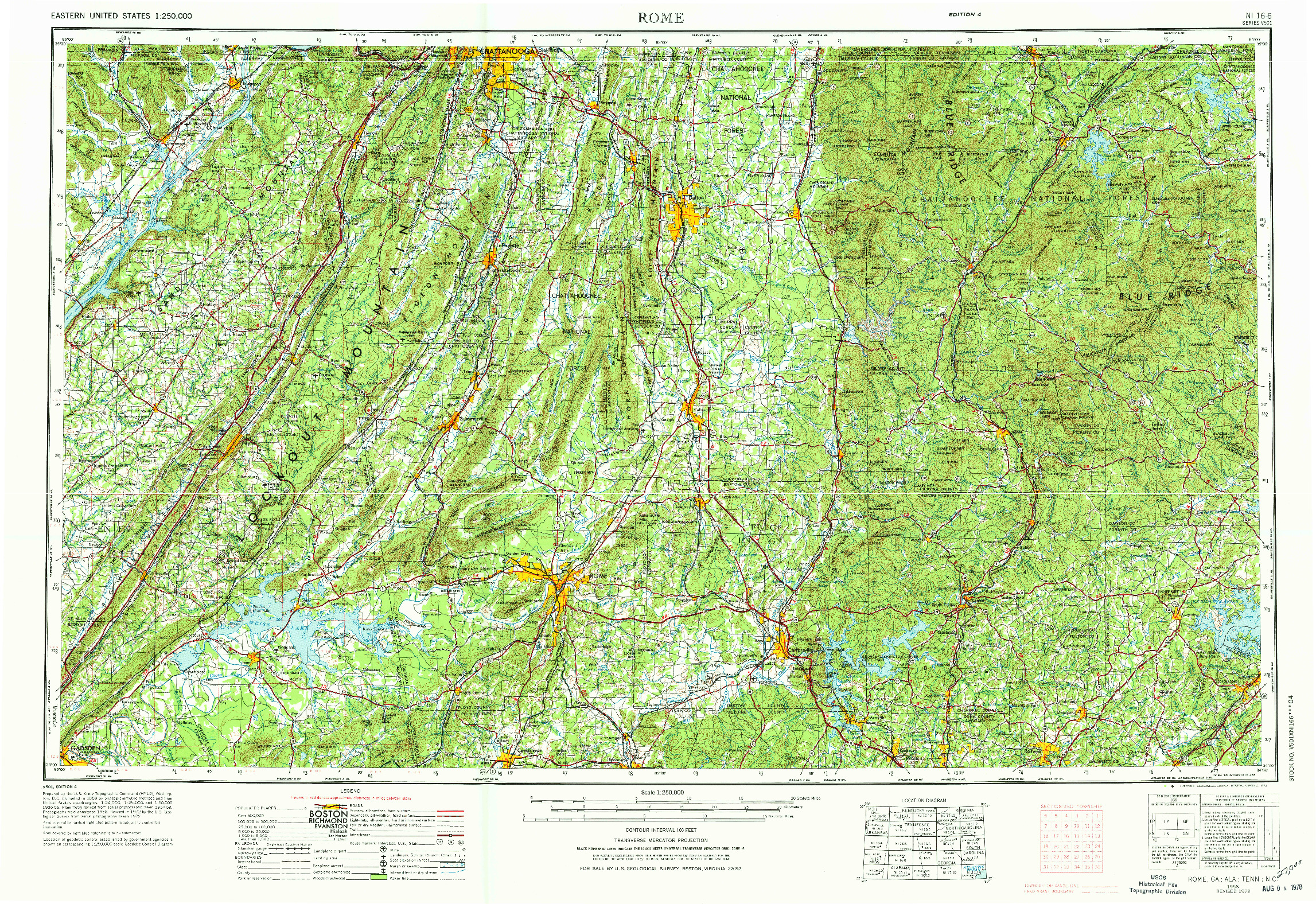 USGS 1:250000-SCALE QUADRANGLE FOR ROME, GA 1958