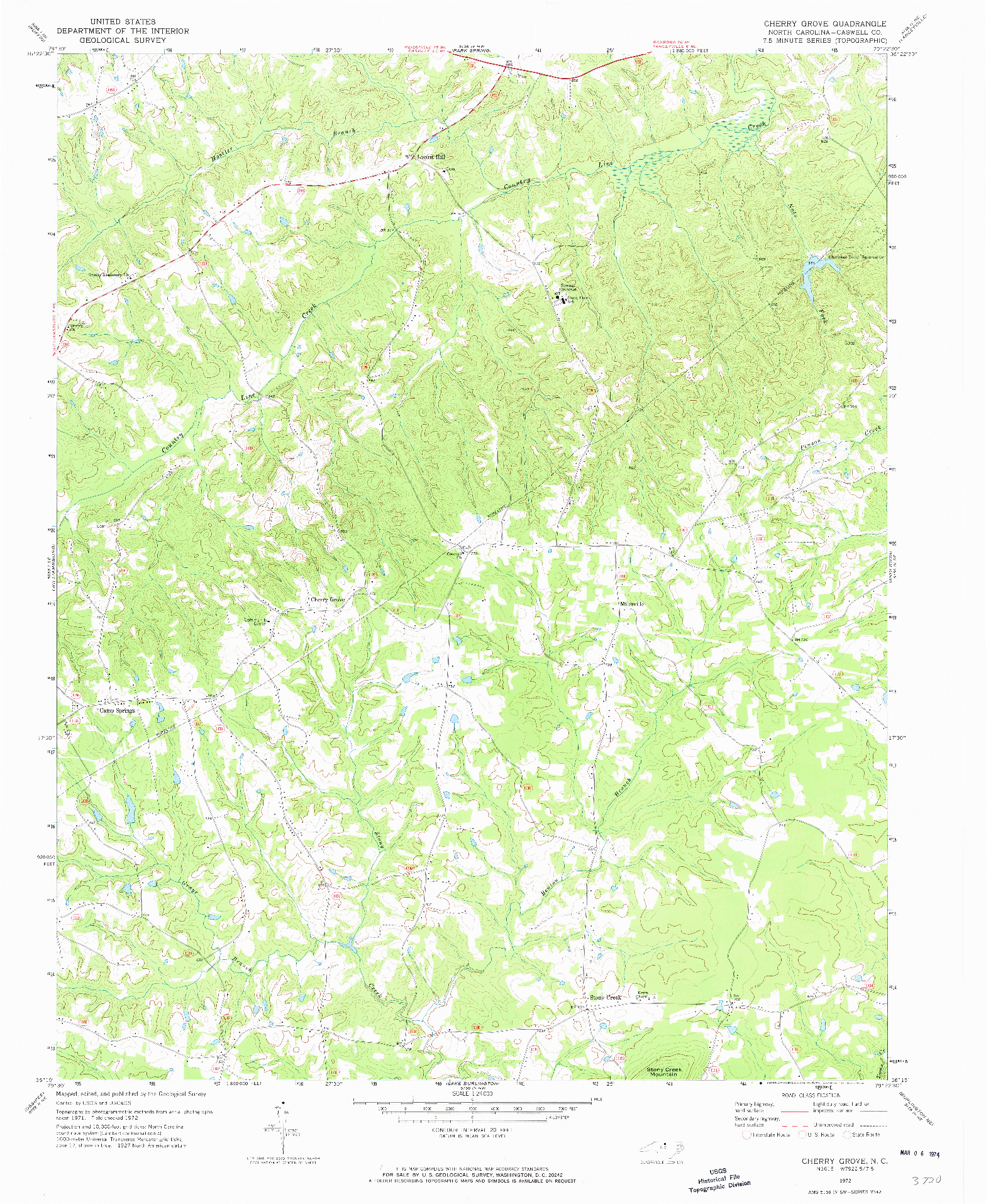 USGS 1:24000-SCALE QUADRANGLE FOR CHERRY GROVE, NC 1972