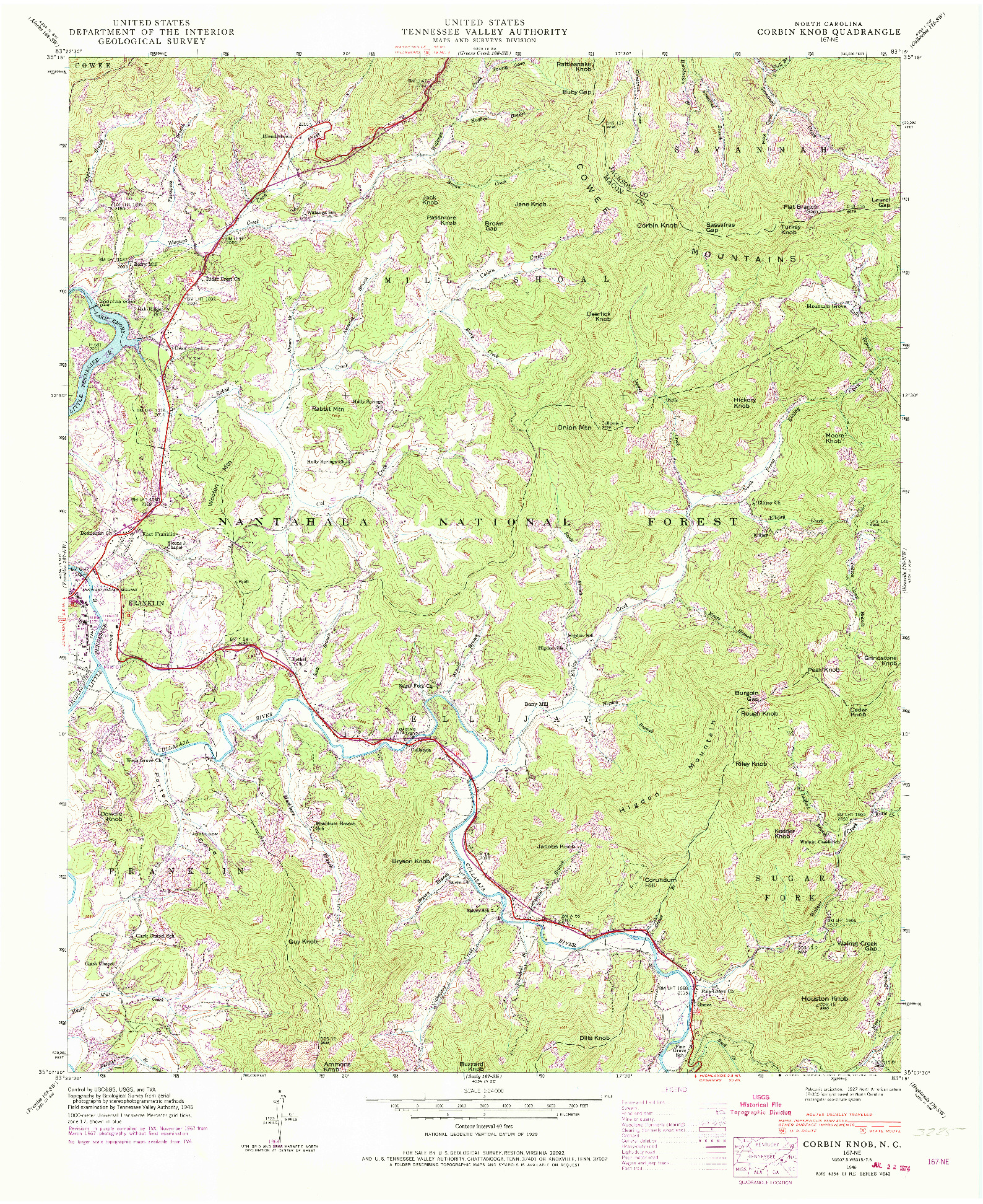 USGS 1:24000-SCALE QUADRANGLE FOR CORBIN KNOB, NC 1946