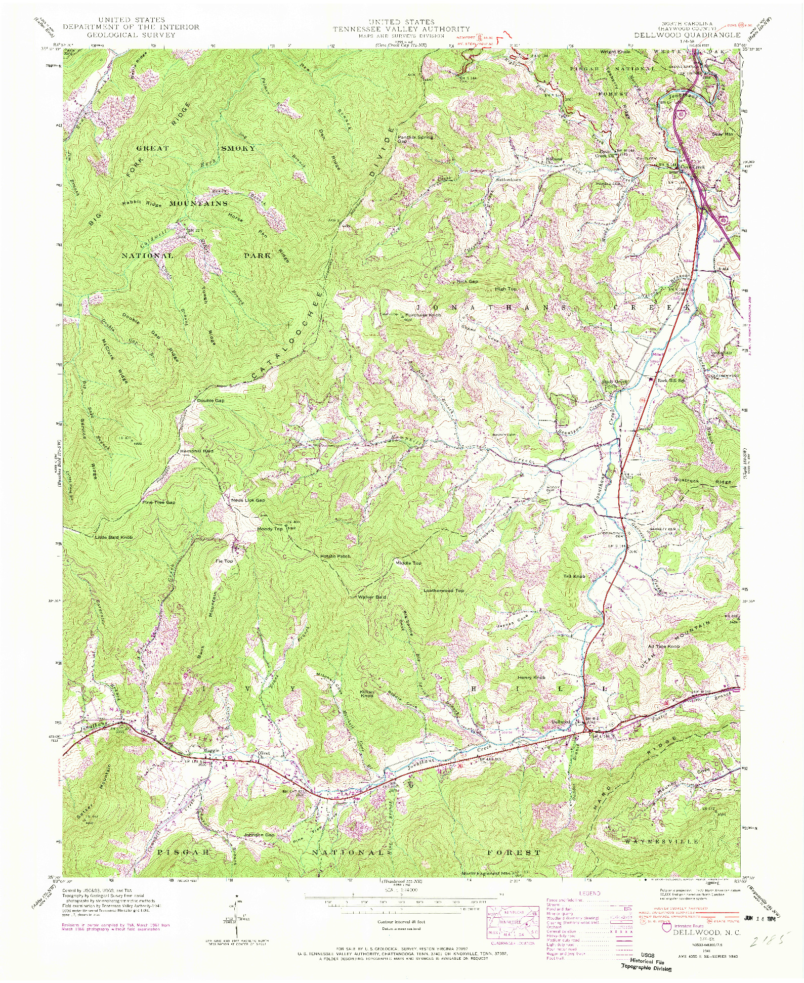 USGS 1:24000-SCALE QUADRANGLE FOR DELLWOOD, NC 1941