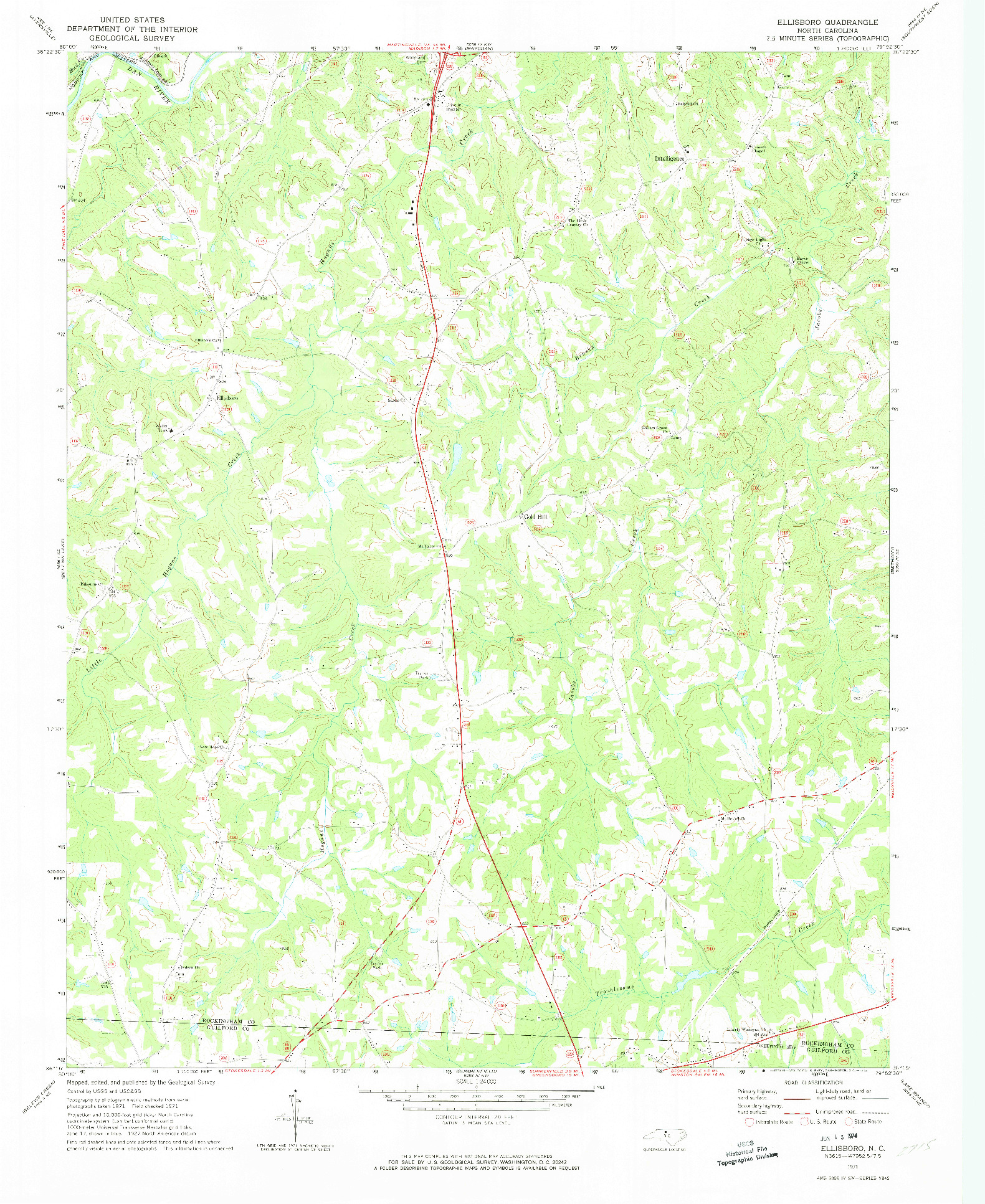 USGS 1:24000-SCALE QUADRANGLE FOR ELLISBORO, NC 1971