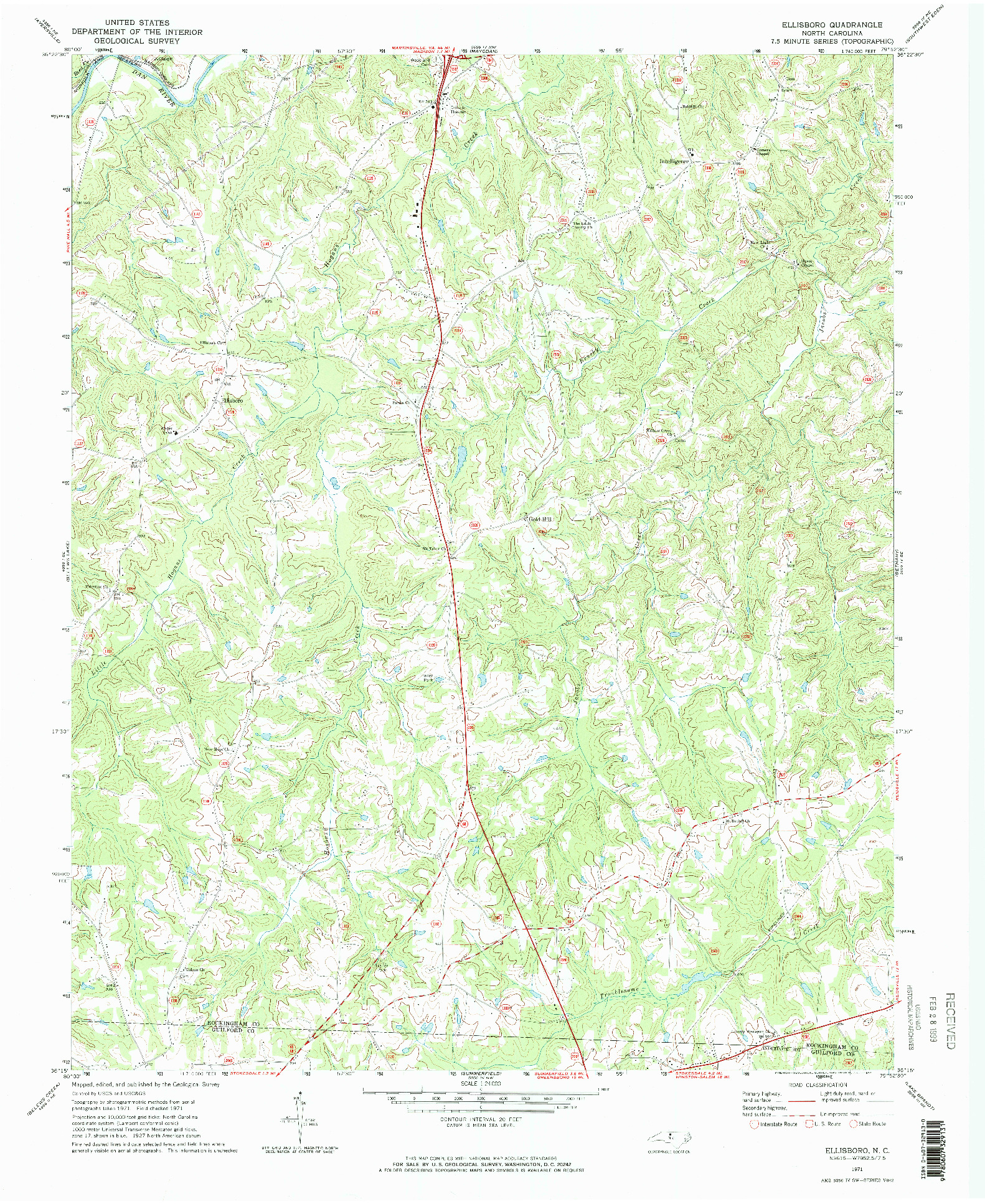 USGS 1:24000-SCALE QUADRANGLE FOR ELLISBORO, NC 1971