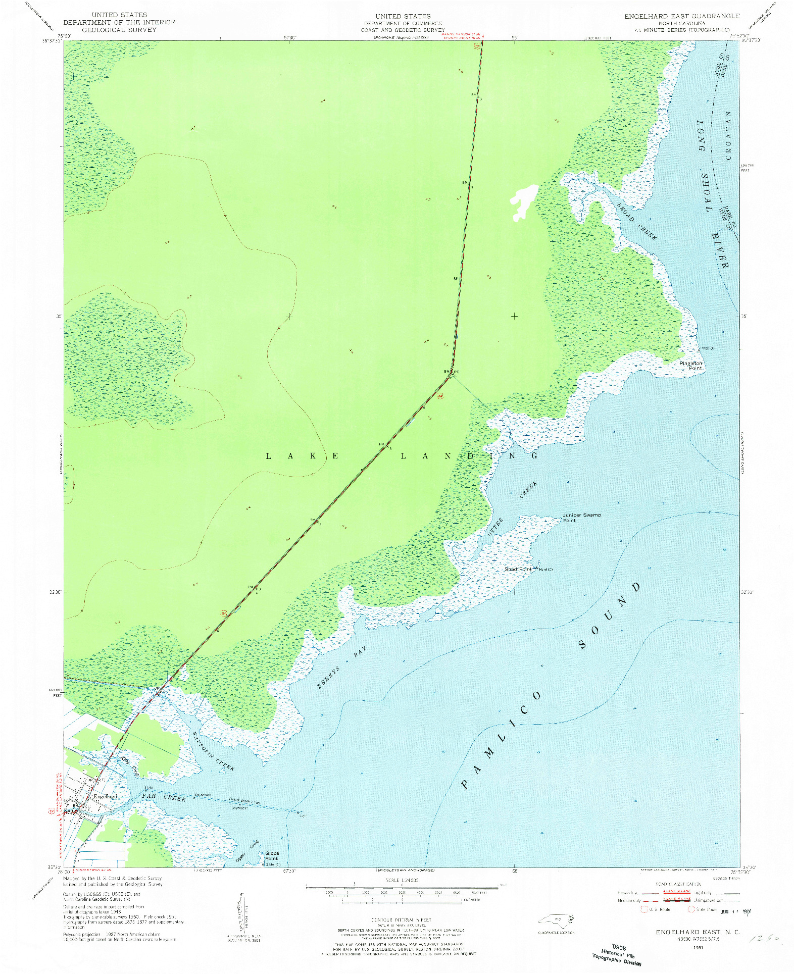 USGS 1:24000-SCALE QUADRANGLE FOR ENGELHARD EAST, NC 1951