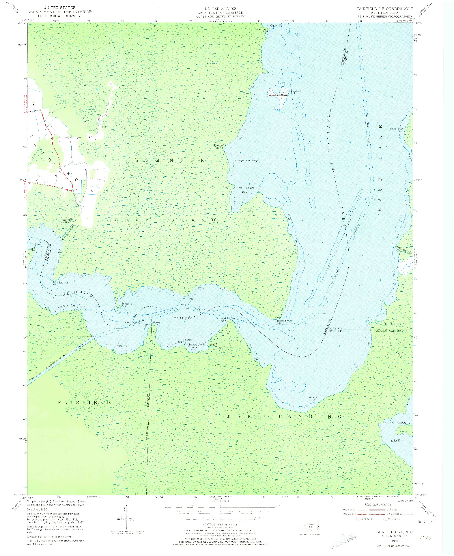 USGS 1:24000-SCALE QUADRANGLE FOR FAIRFIELD NE, NC 1953