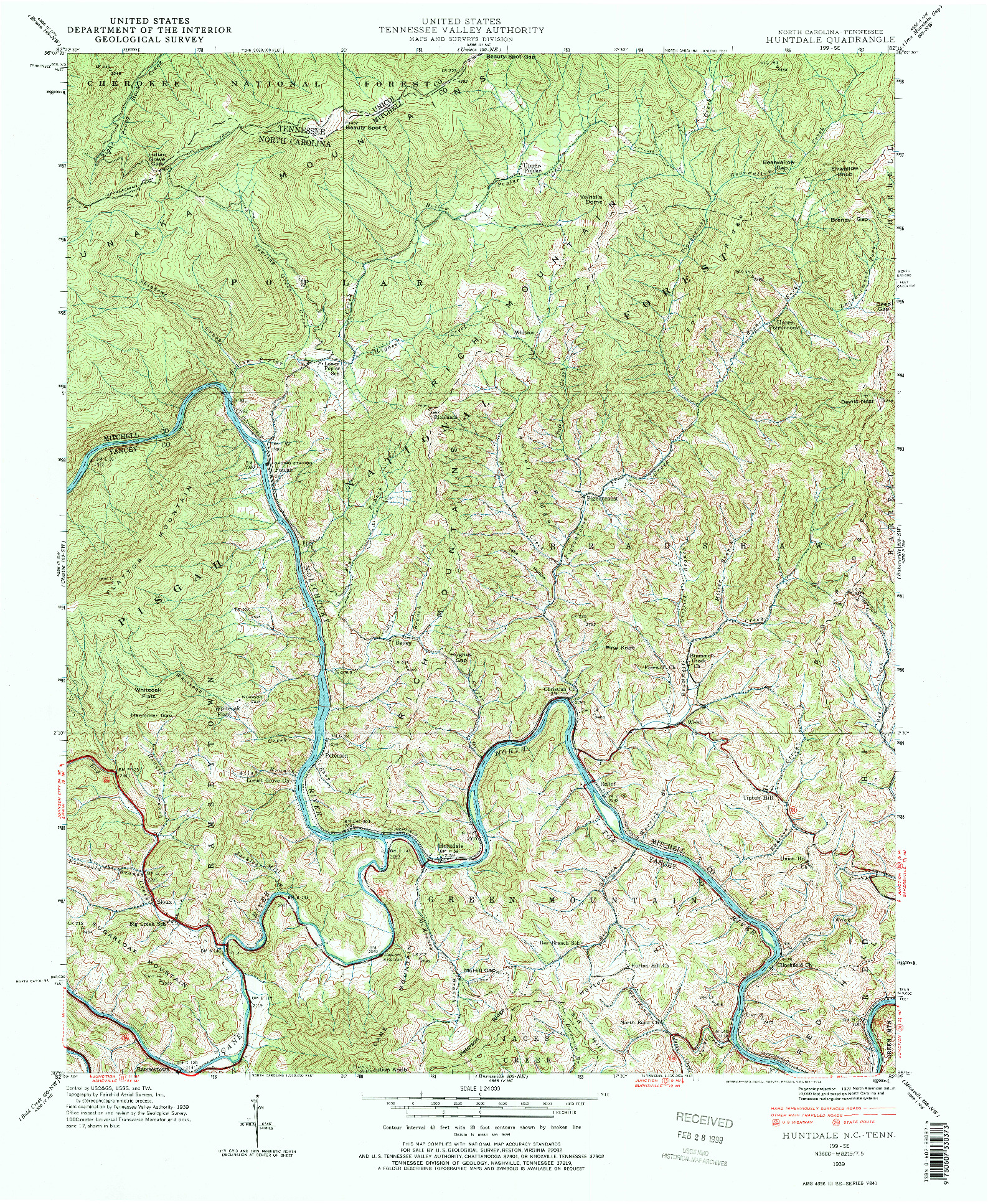 USGS 1:24000-SCALE QUADRANGLE FOR HUNTDALE, NC 1939