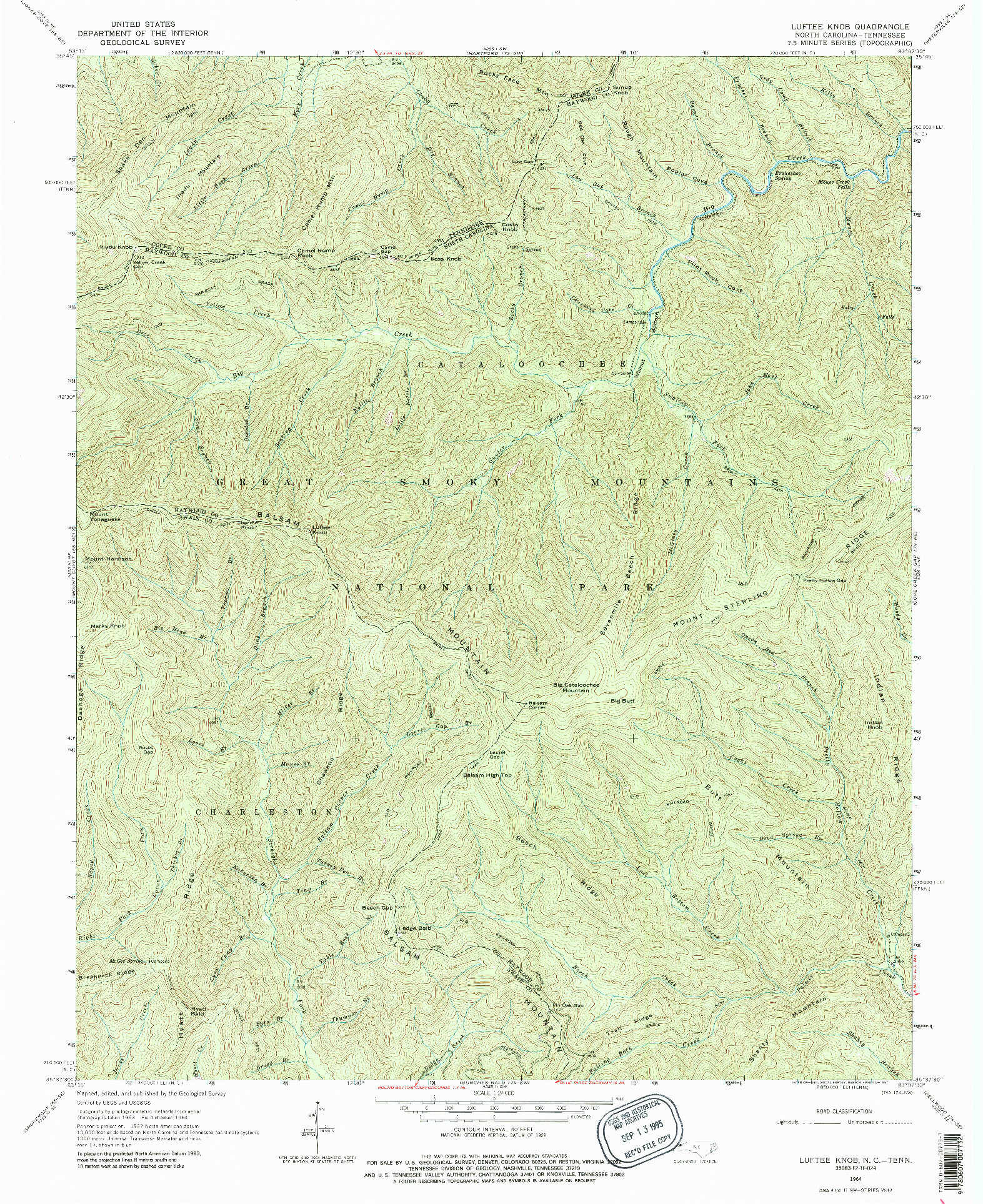 USGS 1:24000-SCALE QUADRANGLE FOR LUFTEE KNOB, NC 1964