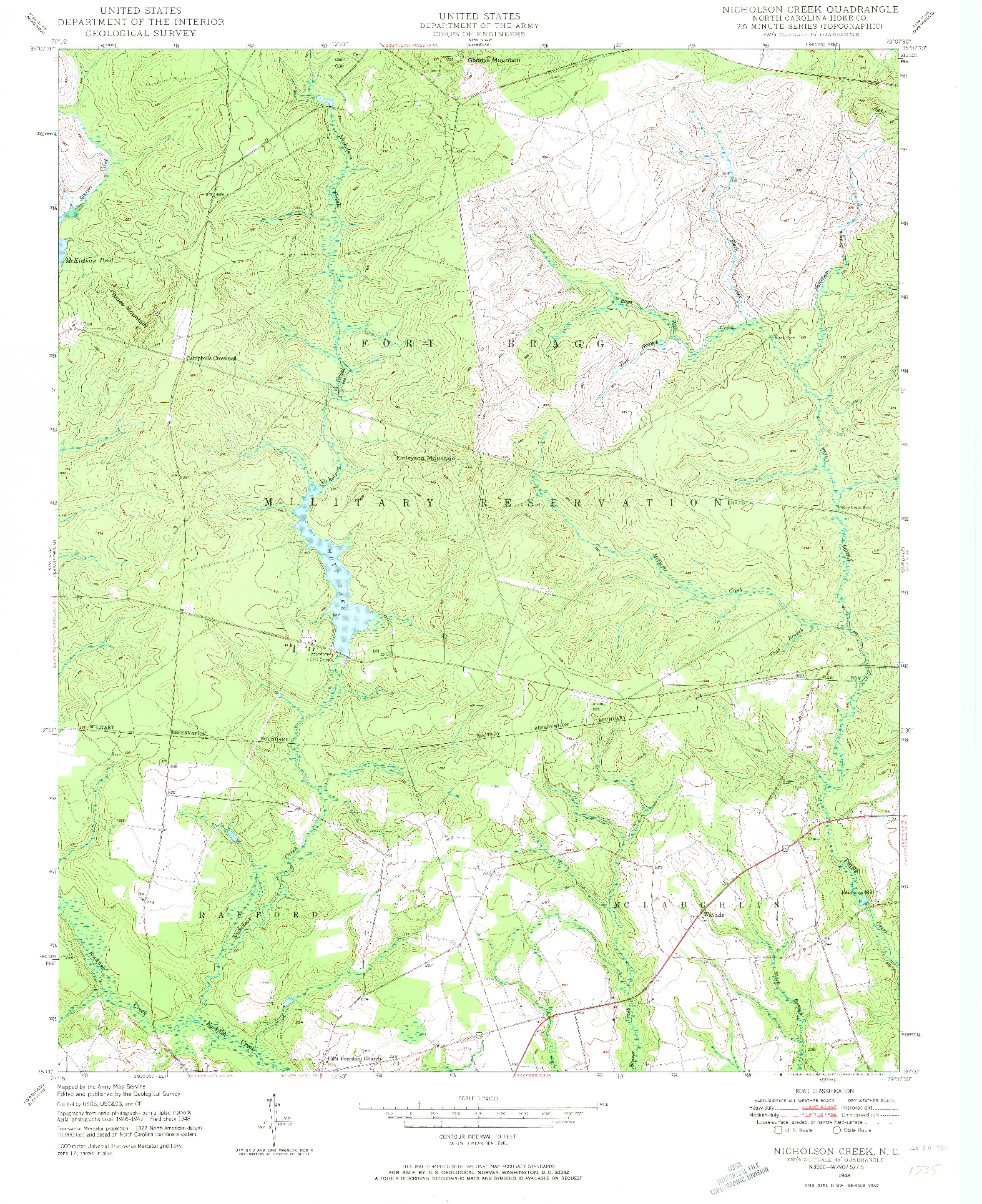 USGS 1:24000-SCALE QUADRANGLE FOR NICHOLSON CREEK, NC 1948