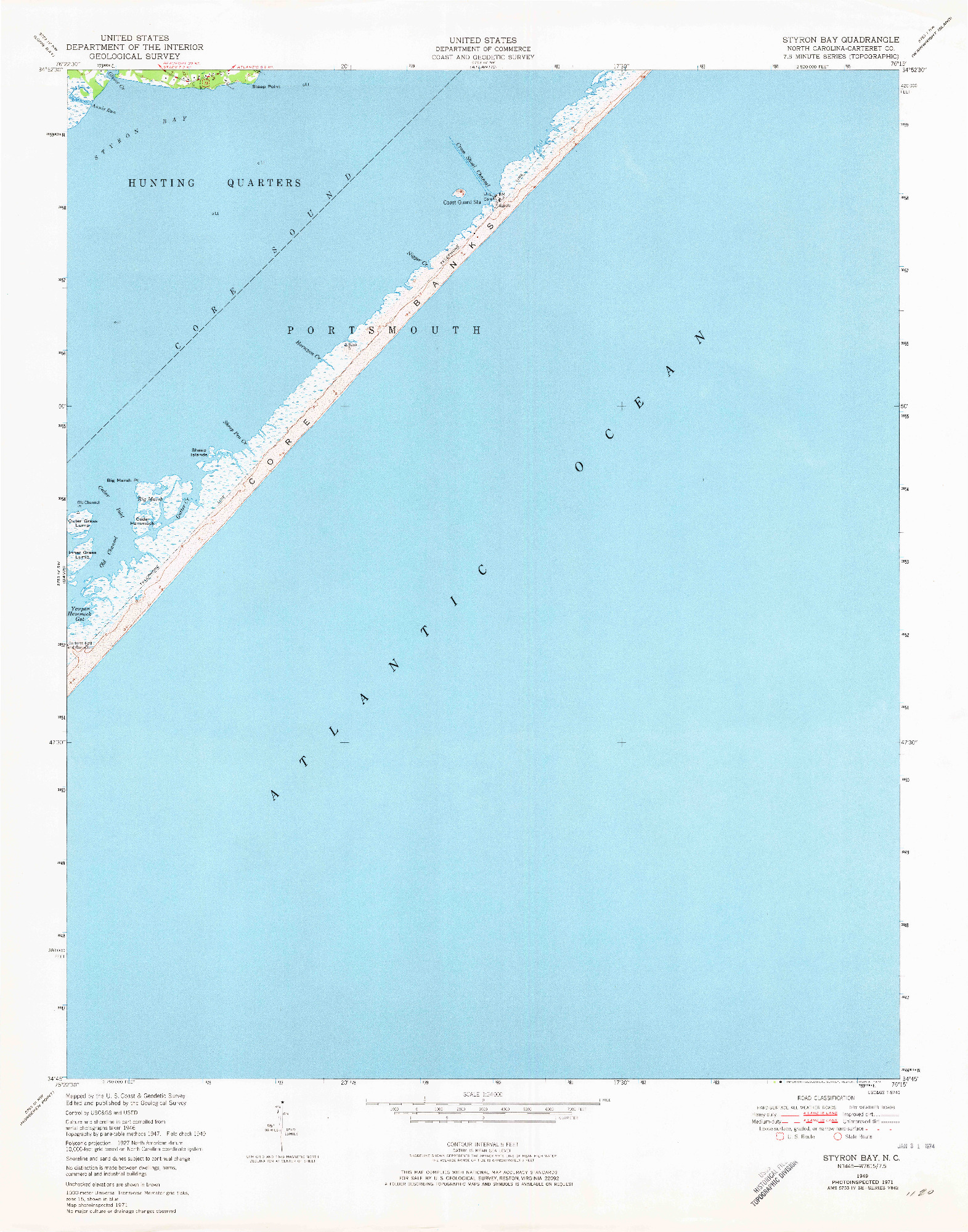 USGS 1:24000-SCALE QUADRANGLE FOR STYRON BAY, NC 1949