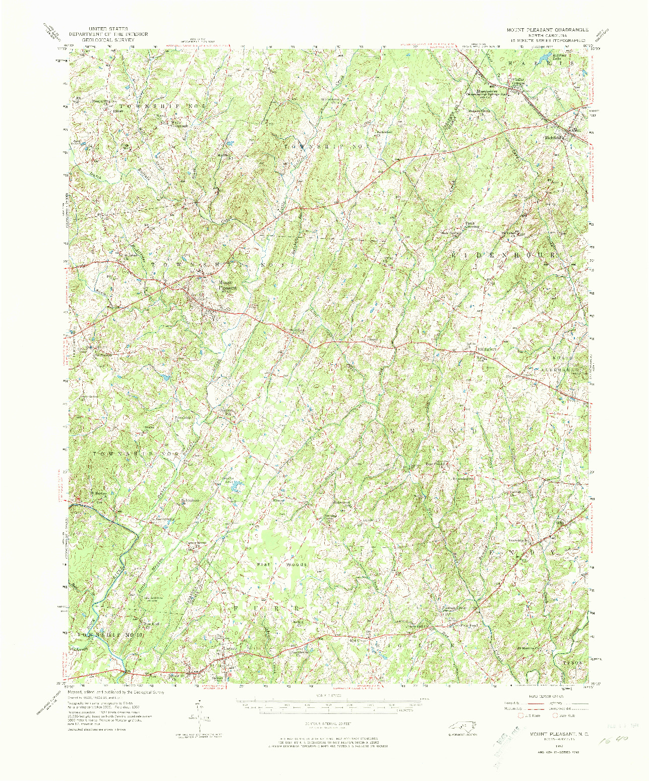 USGS 1:62500-SCALE QUADRANGLE FOR MOUNT PLEASANT, NC 1957