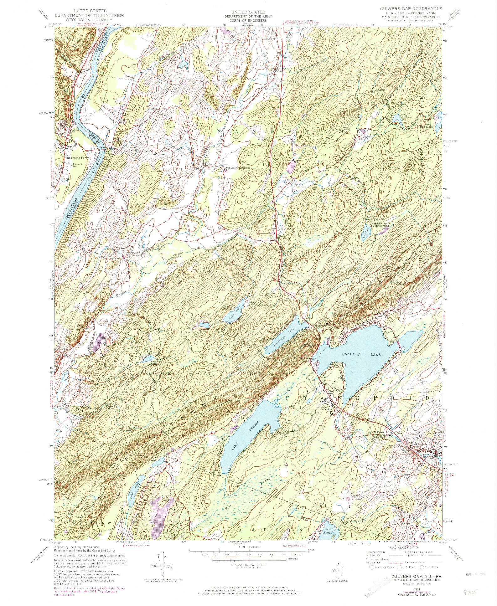 USGS 1:24000-SCALE QUADRANGLE FOR CULVERS GAP, NJ 1954