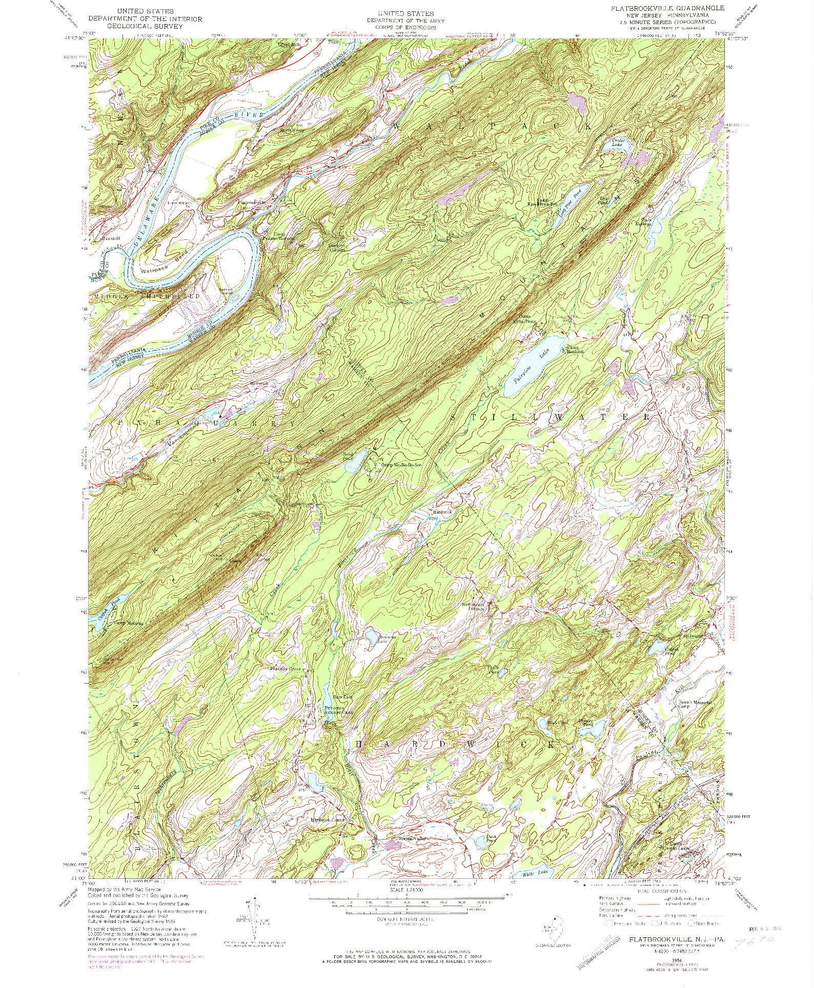 USGS 1:24000-SCALE QUADRANGLE FOR FLATBROOKVILLE, NJ 1954