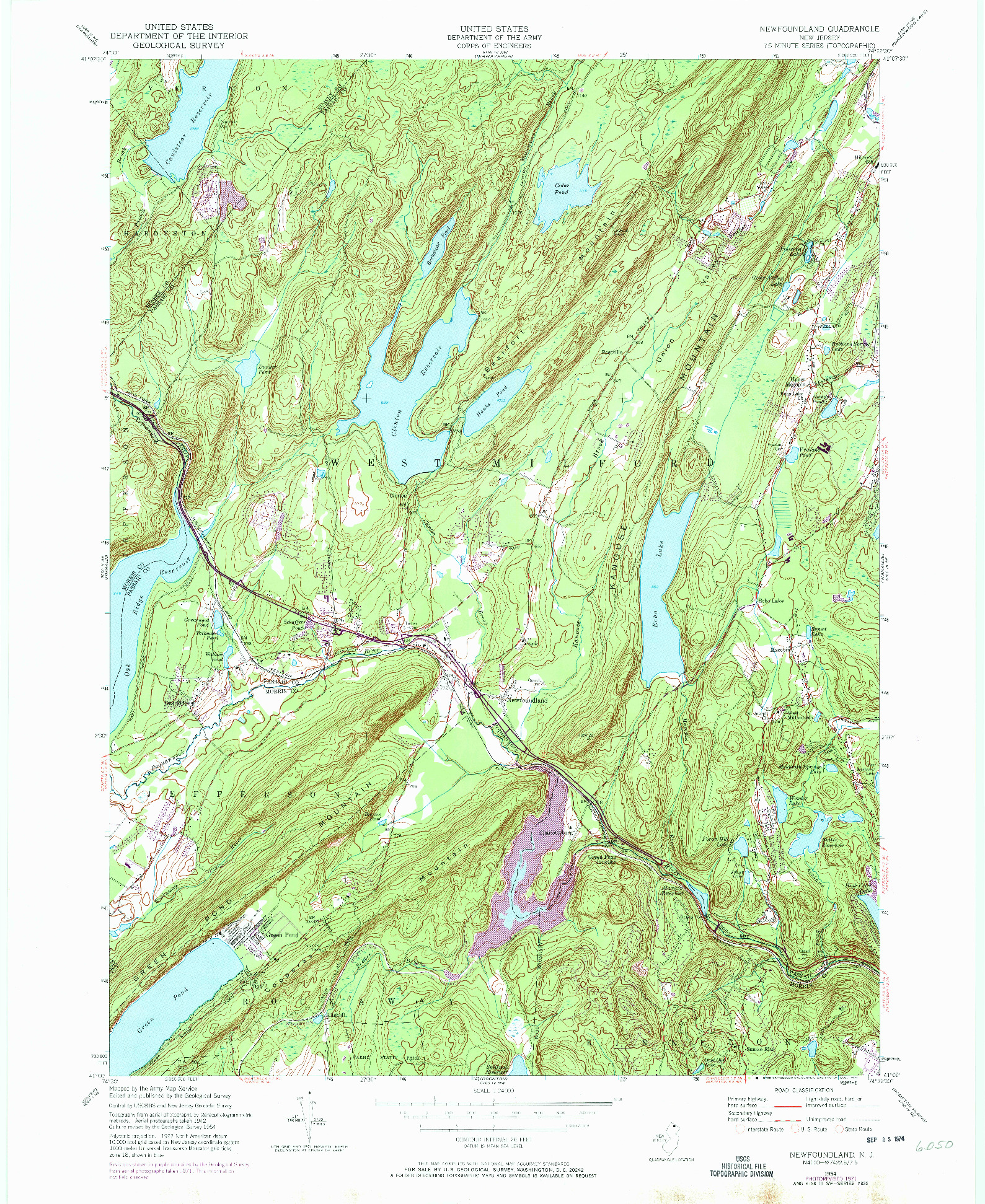 USGS 1:24000-SCALE QUADRANGLE FOR NEWFOUNDLAND, NJ 1954