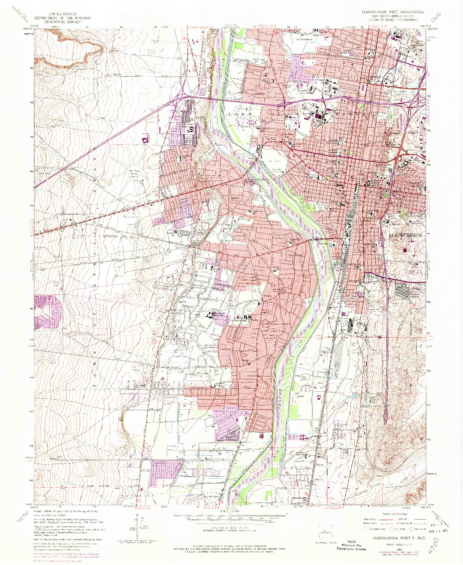 USGS 1:24000-SCALE QUADRANGLE FOR ALBUQUERQUE WEST, NM 1960