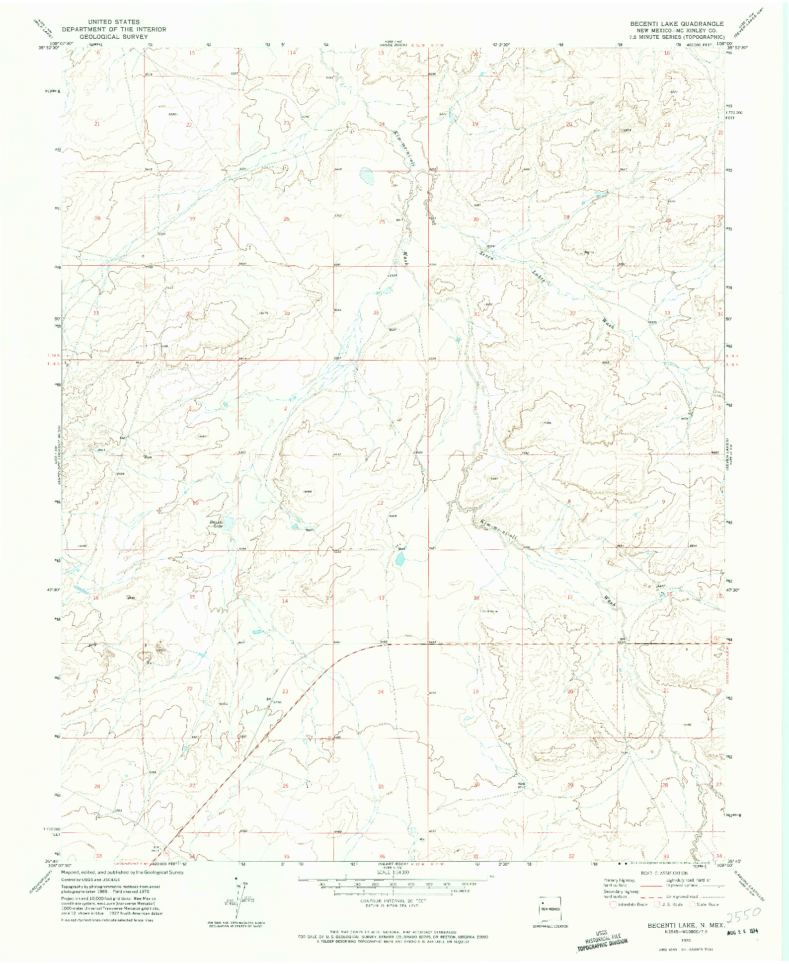 USGS 1:24000-SCALE QUADRANGLE FOR BECENTI LAKE, NM 1970