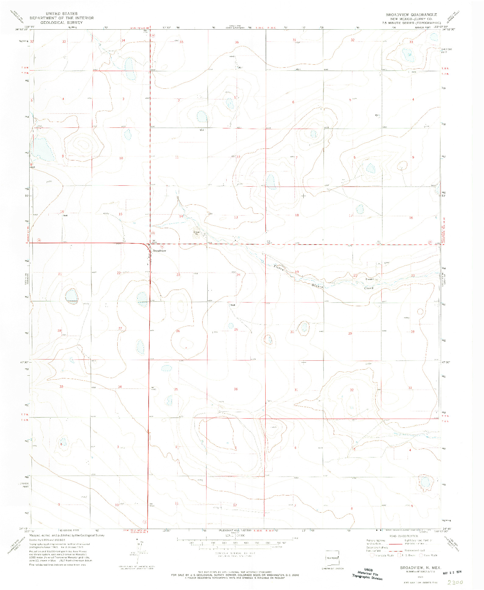 USGS 1:24000-SCALE QUADRANGLE FOR BROADVIEW, NM 1971