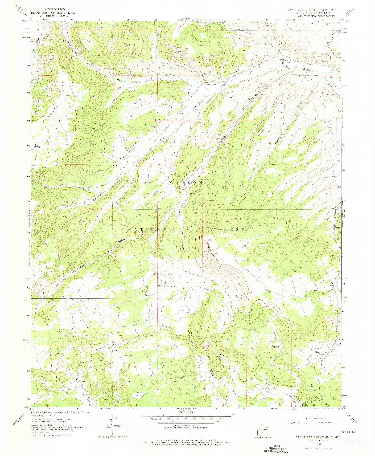 USGS 1:24000-SCALE QUADRANGLE FOR BROKE OFF MOUNTAIN, NM 1963