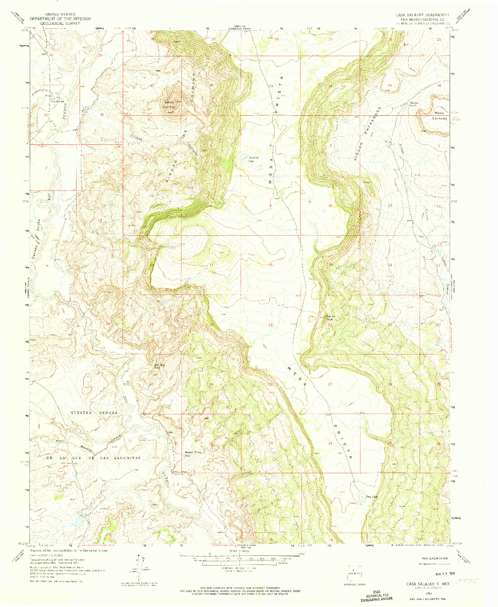USGS 1:24000-SCALE QUADRANGLE FOR CASA SALAZAR, NM 1961
