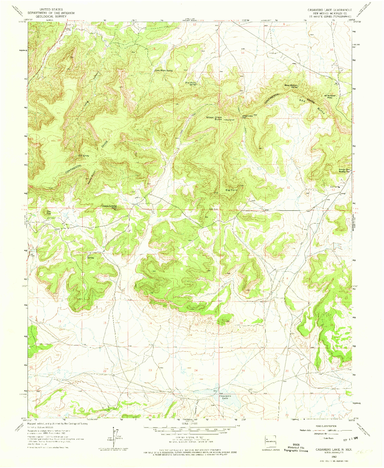 USGS 1:24000-SCALE QUADRANGLE FOR CASAMERO LAKE, NM 1963