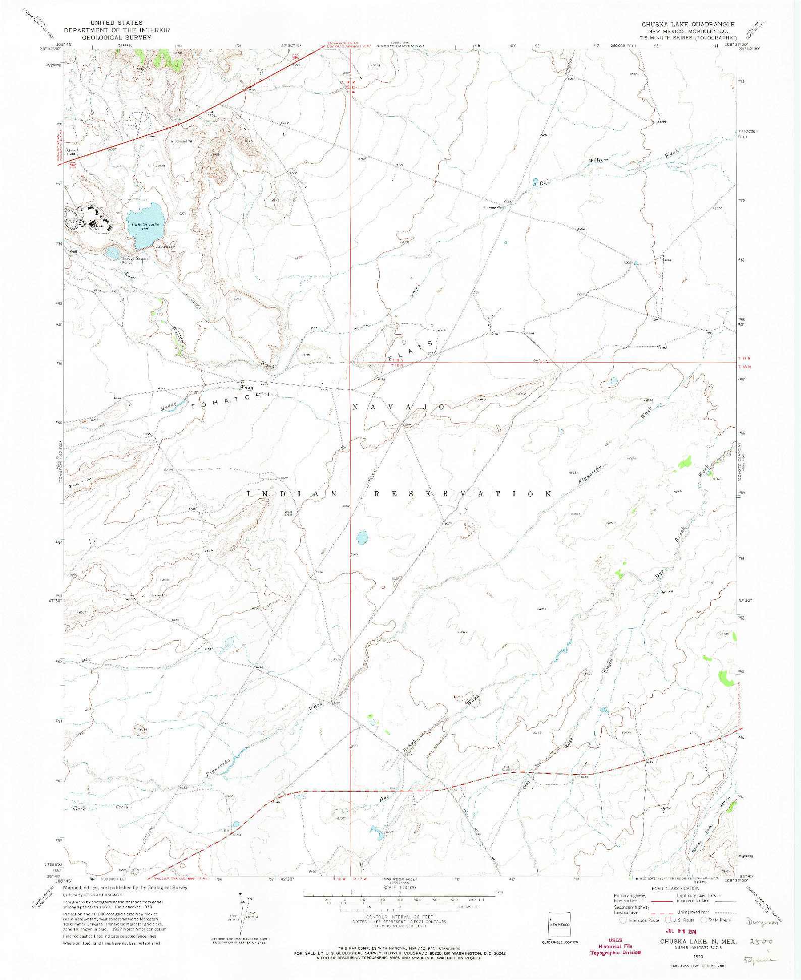 USGS 1:24000-SCALE QUADRANGLE FOR CHUSKA LAKE, NM 1970