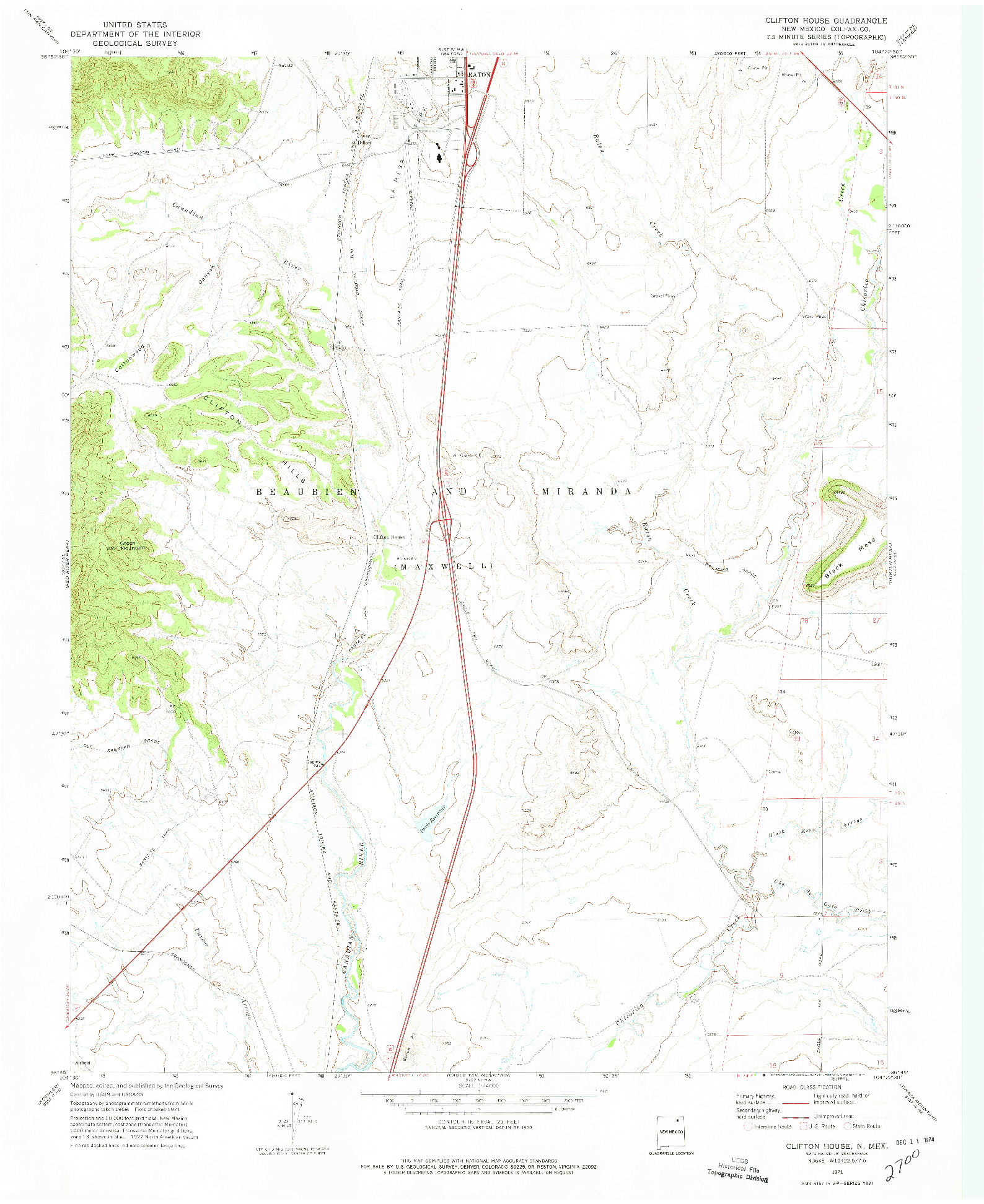 USGS 1:24000-SCALE QUADRANGLE FOR CLIFTON HOUSE, NM 1971