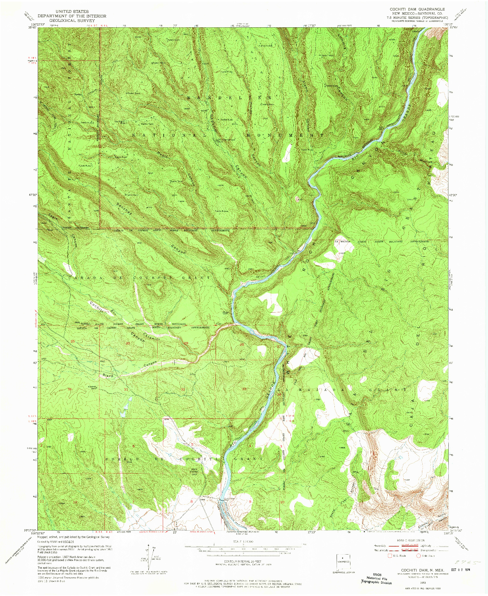 USGS 1:24000-SCALE QUADRANGLE FOR COCHITI DAM, NM 1953