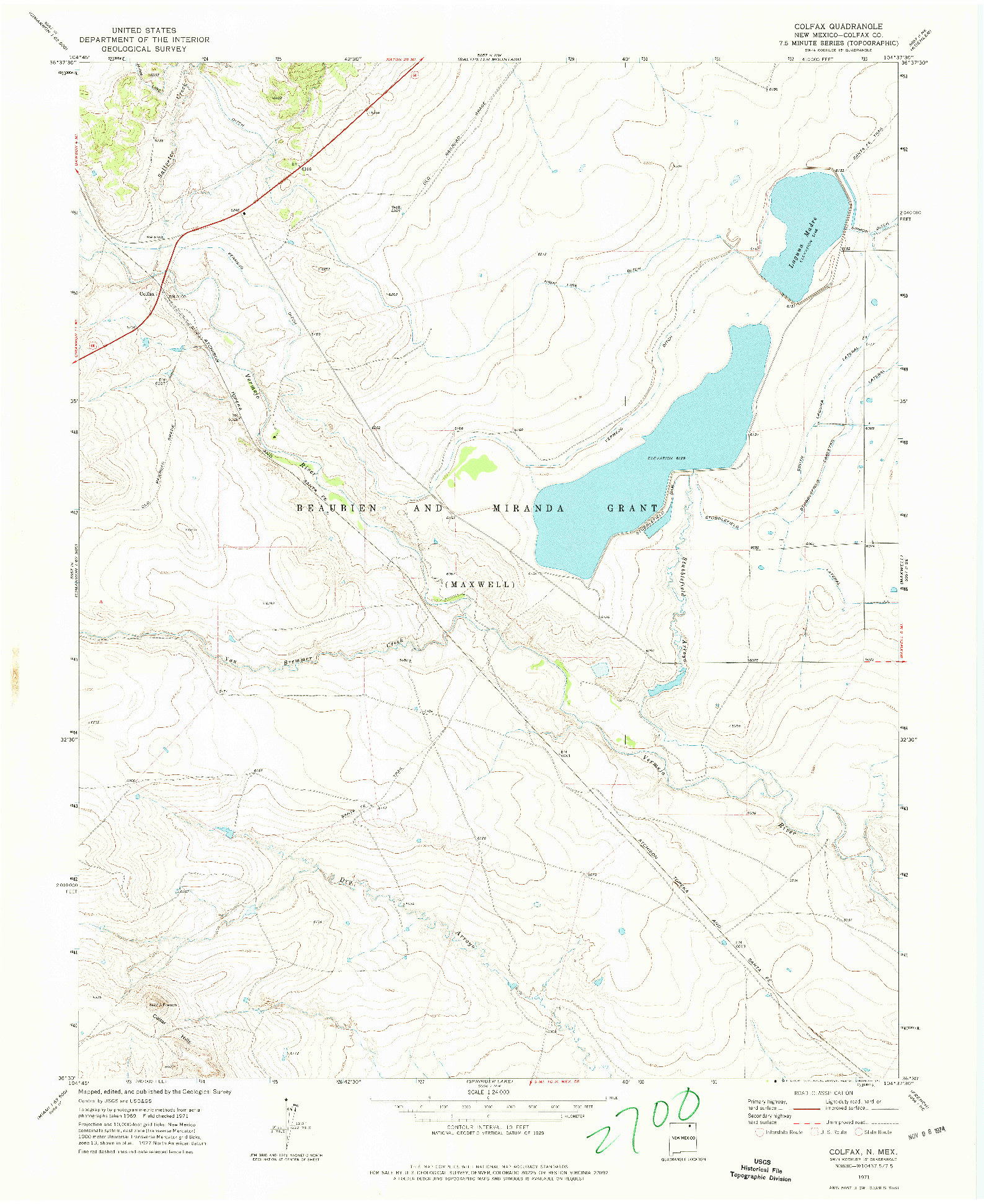 USGS 1:24000-SCALE QUADRANGLE FOR COLFAX, NM 1971