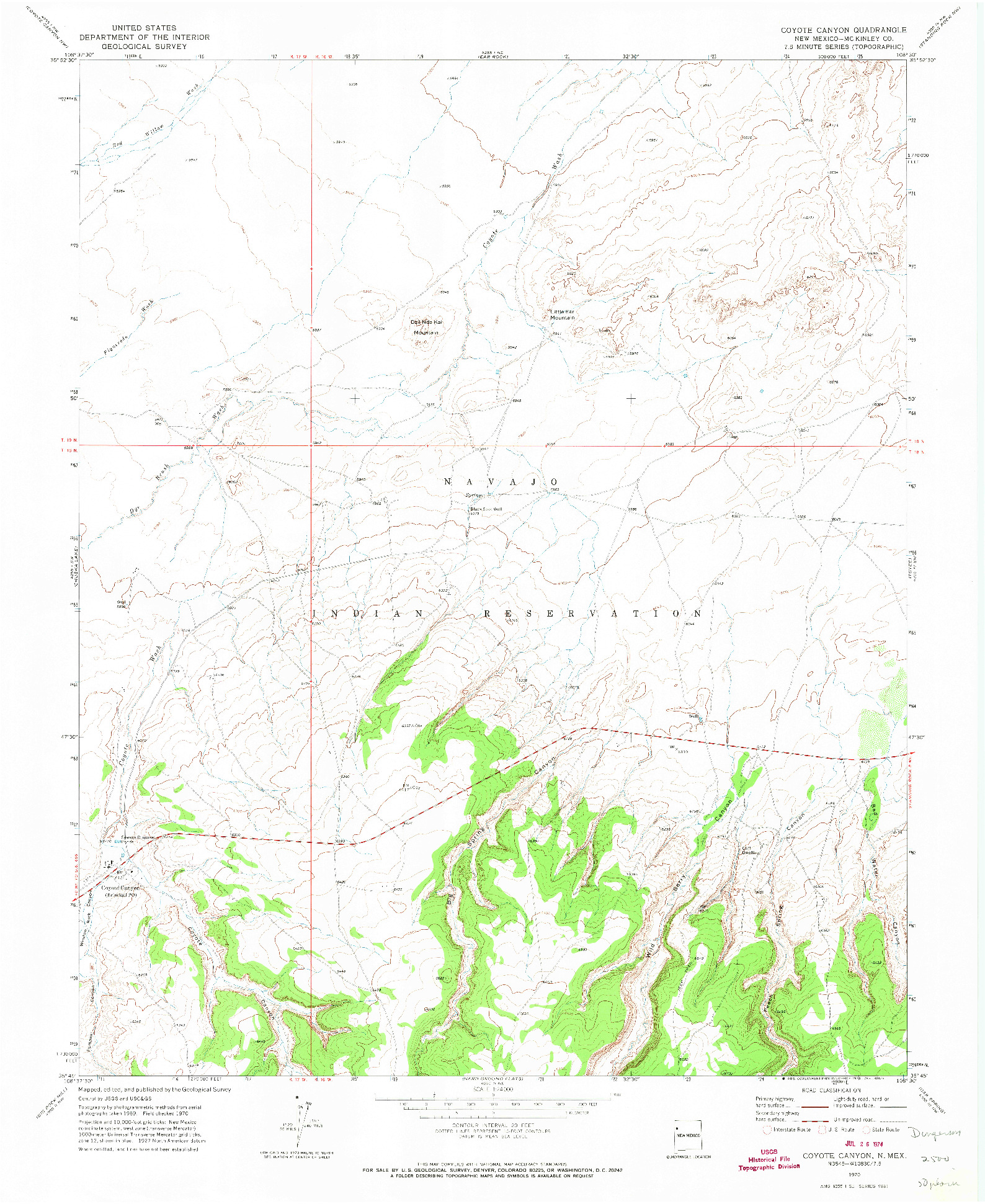 USGS 1:24000-SCALE QUADRANGLE FOR COYOTE CANYON, NM 1970