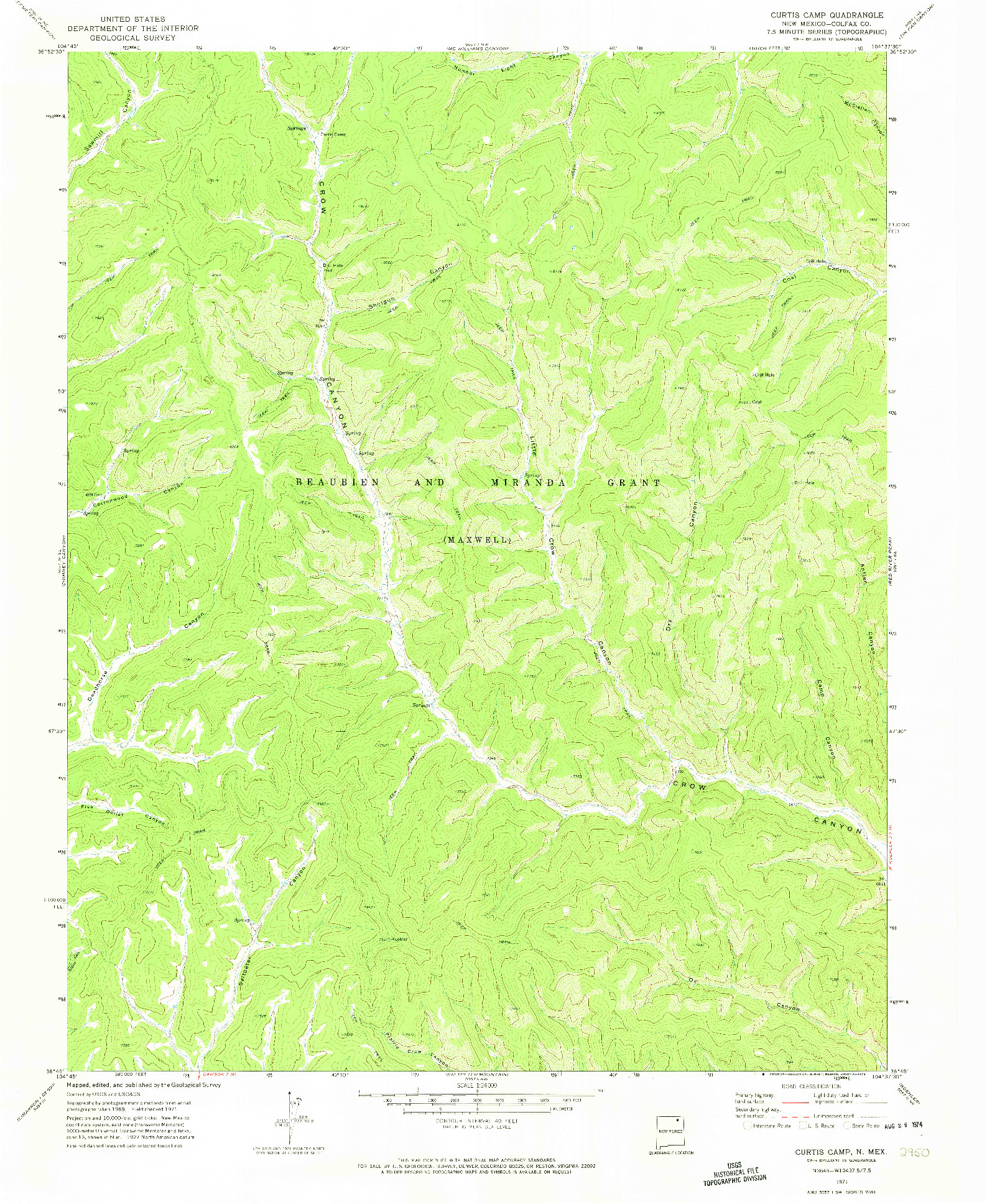 USGS 1:24000-SCALE QUADRANGLE FOR CURTIS CAMP, NM 1971