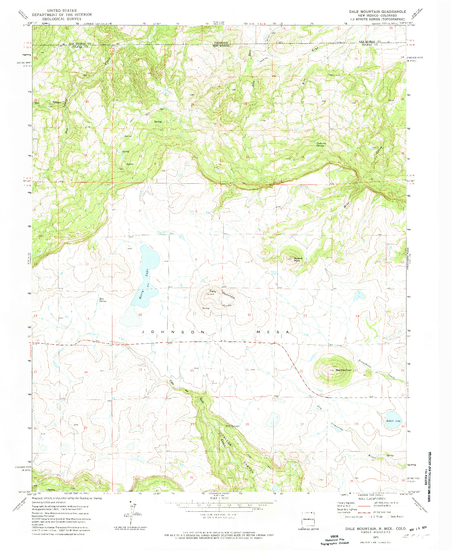 USGS 1:24000-SCALE QUADRANGLE FOR DALE MOUNTAIN, NM 1971