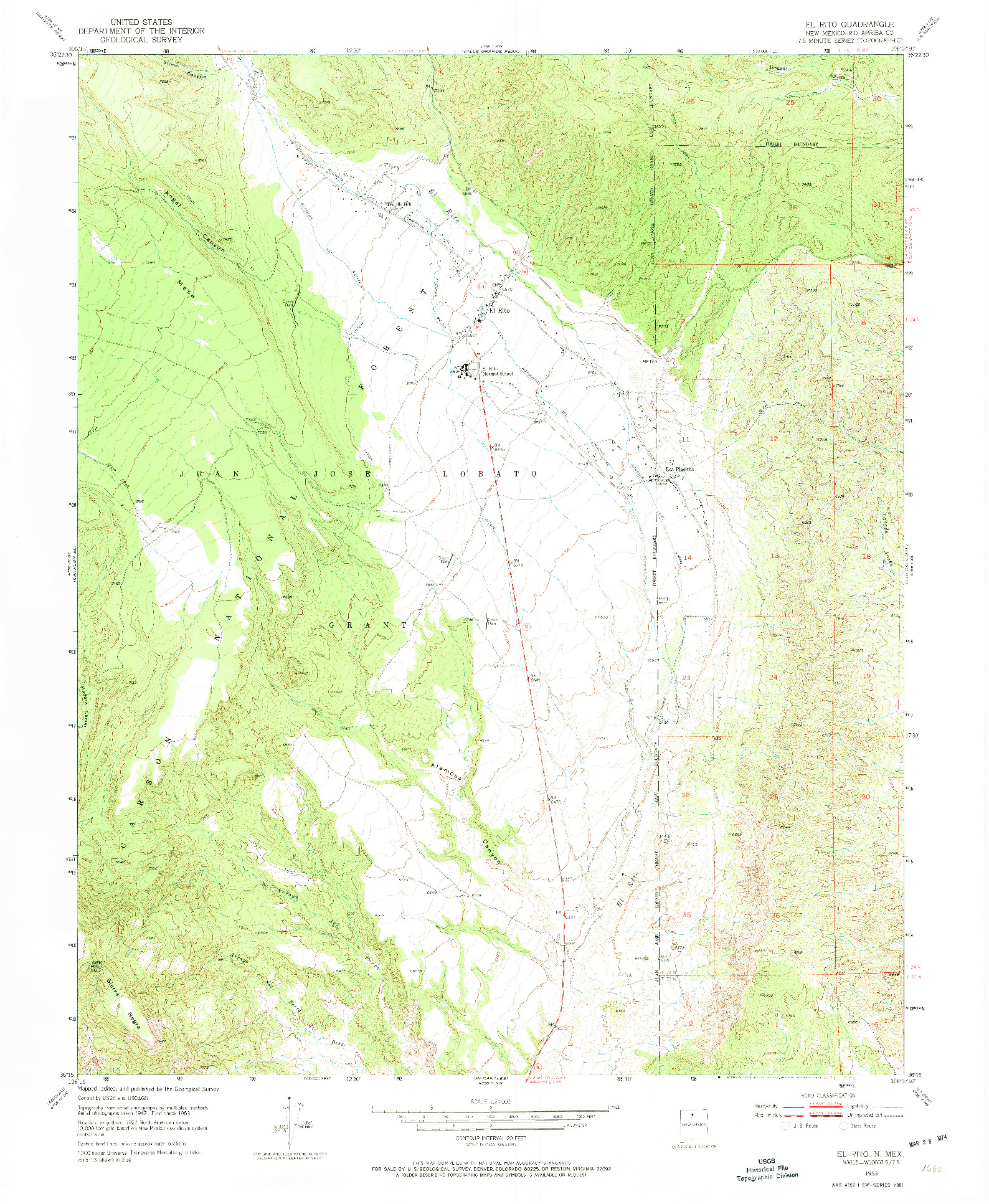 USGS 1:24000-SCALE QUADRANGLE FOR EL RITO, NM 1953