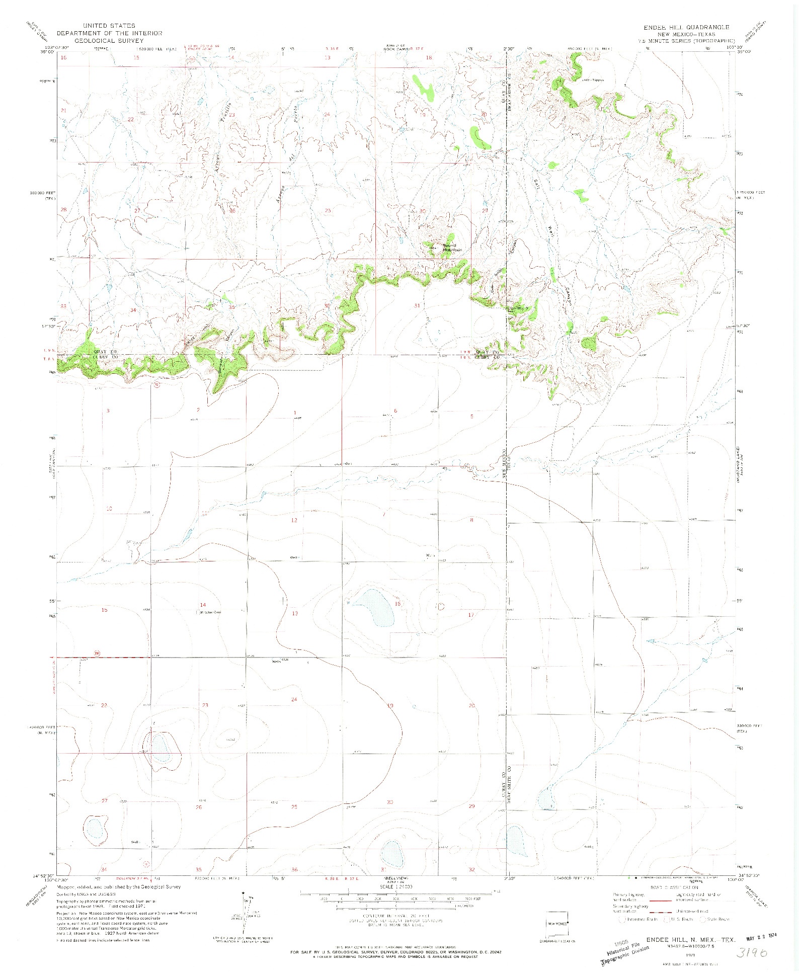 USGS 1:24000-SCALE QUADRANGLE FOR ENDEE HILL, NM 1971