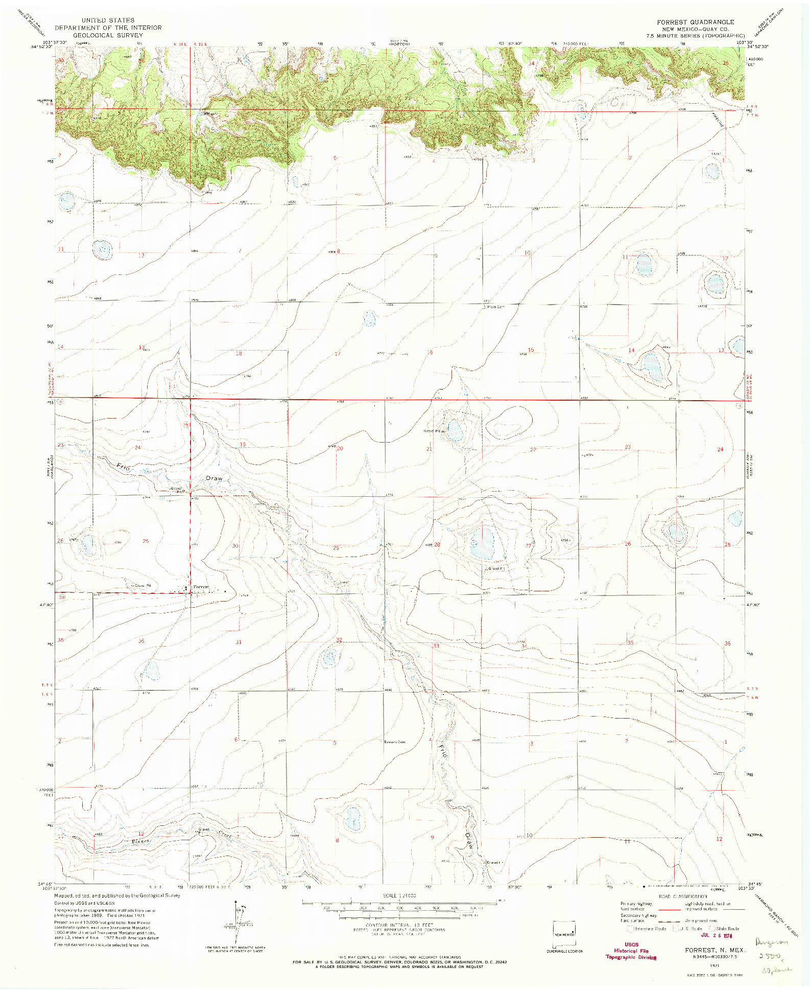 USGS 1:24000-SCALE QUADRANGLE FOR FORREST, NM 1971
