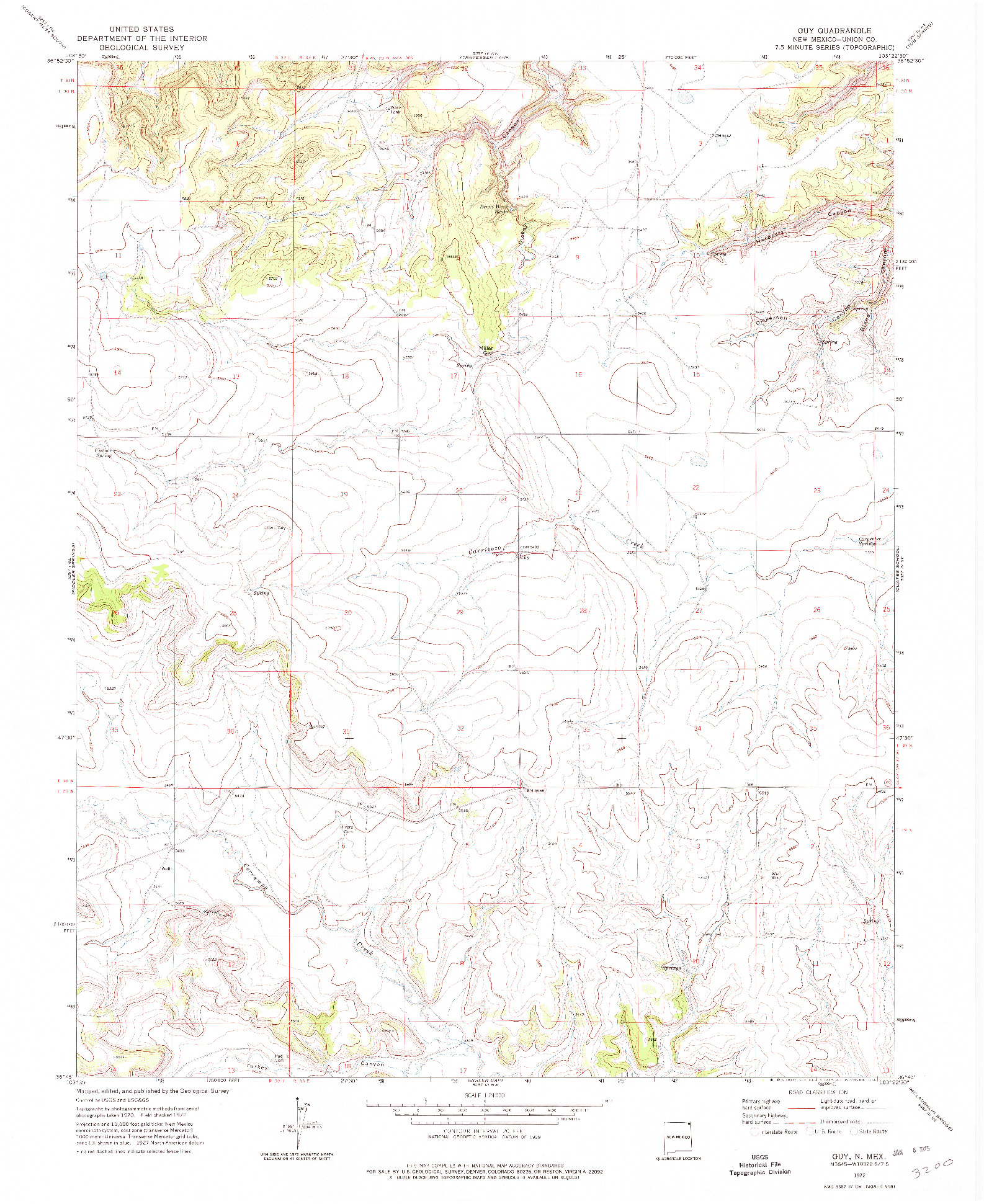 USGS 1:24000-SCALE QUADRANGLE FOR GUY, NM 1972