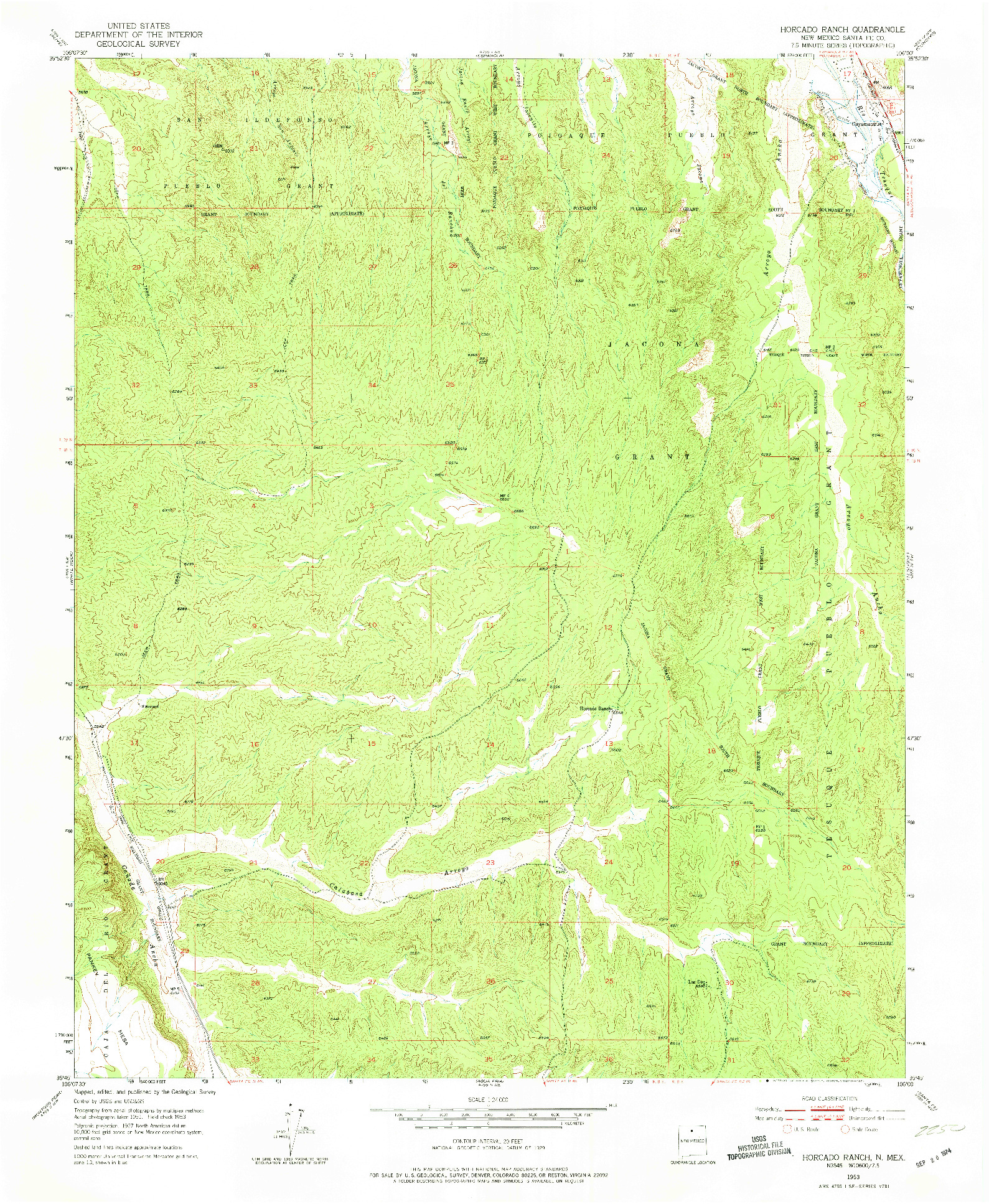 USGS 1:24000-SCALE QUADRANGLE FOR HORCADO RANCH, NM 1953