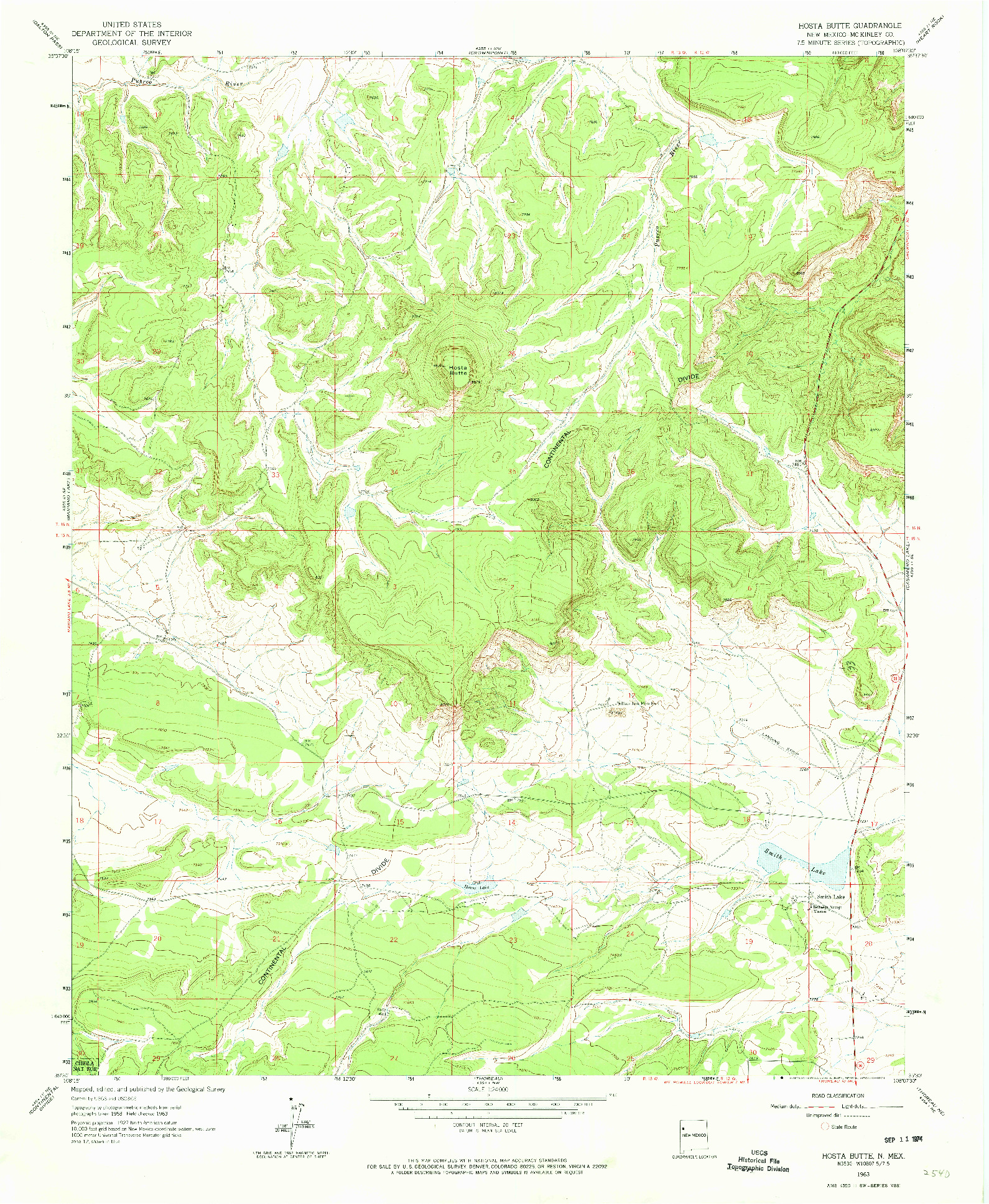 USGS 1:24000-SCALE QUADRANGLE FOR HOSTA BUTTE, NM 1963