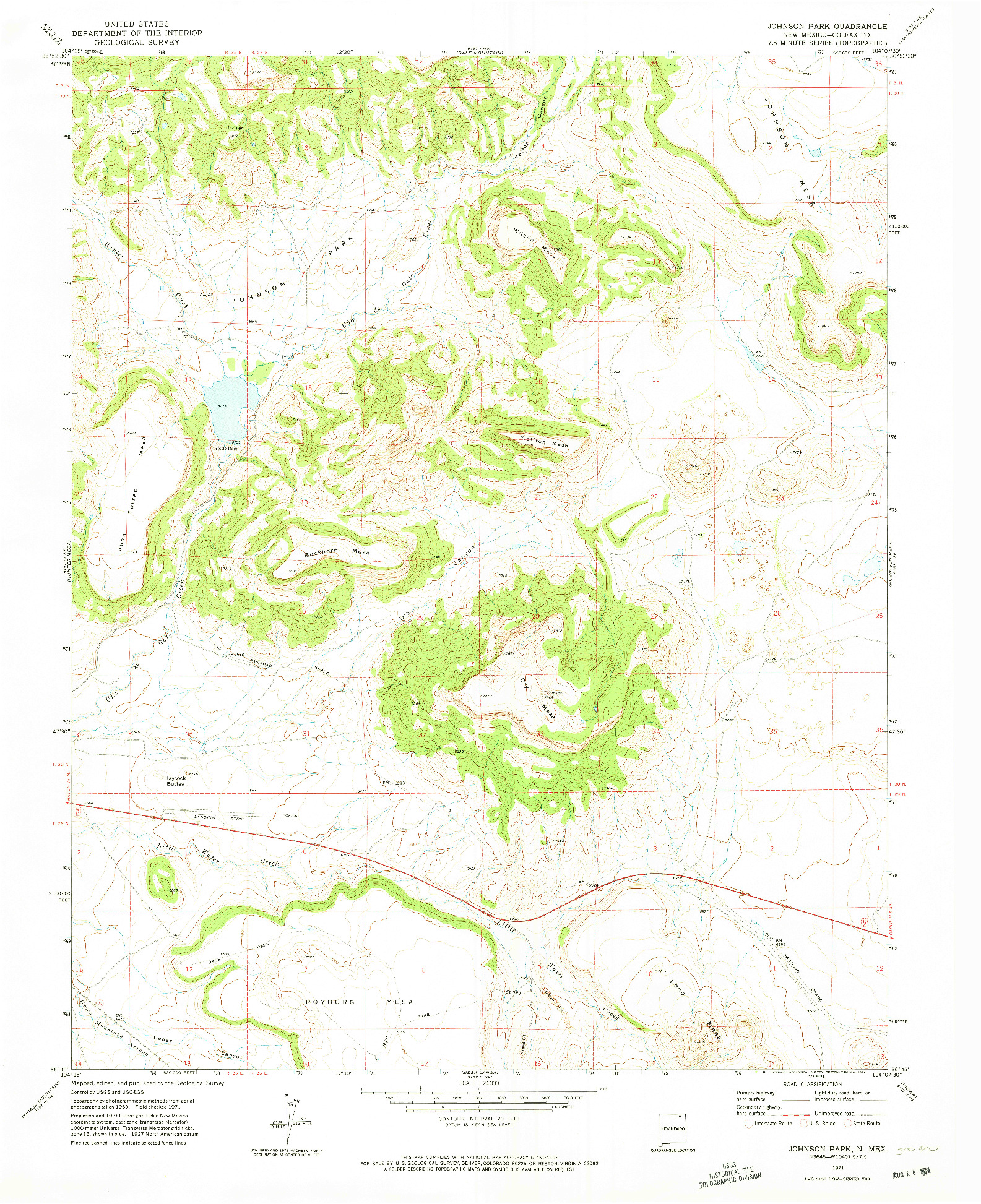 USGS 1:24000-SCALE QUADRANGLE FOR JOHNSON PARK, NM 1971