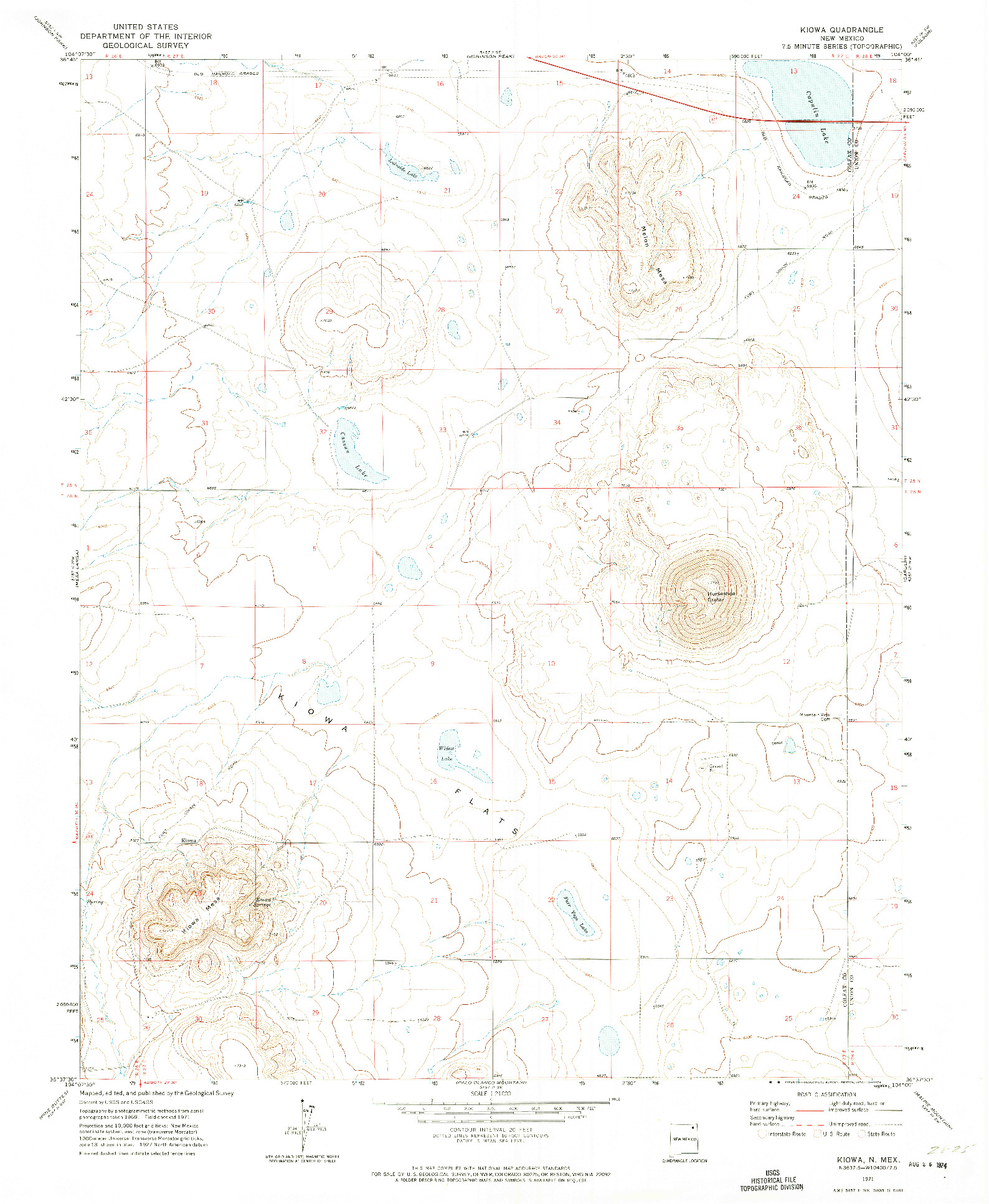USGS 1:24000-SCALE QUADRANGLE FOR KIOWA, NM 1971