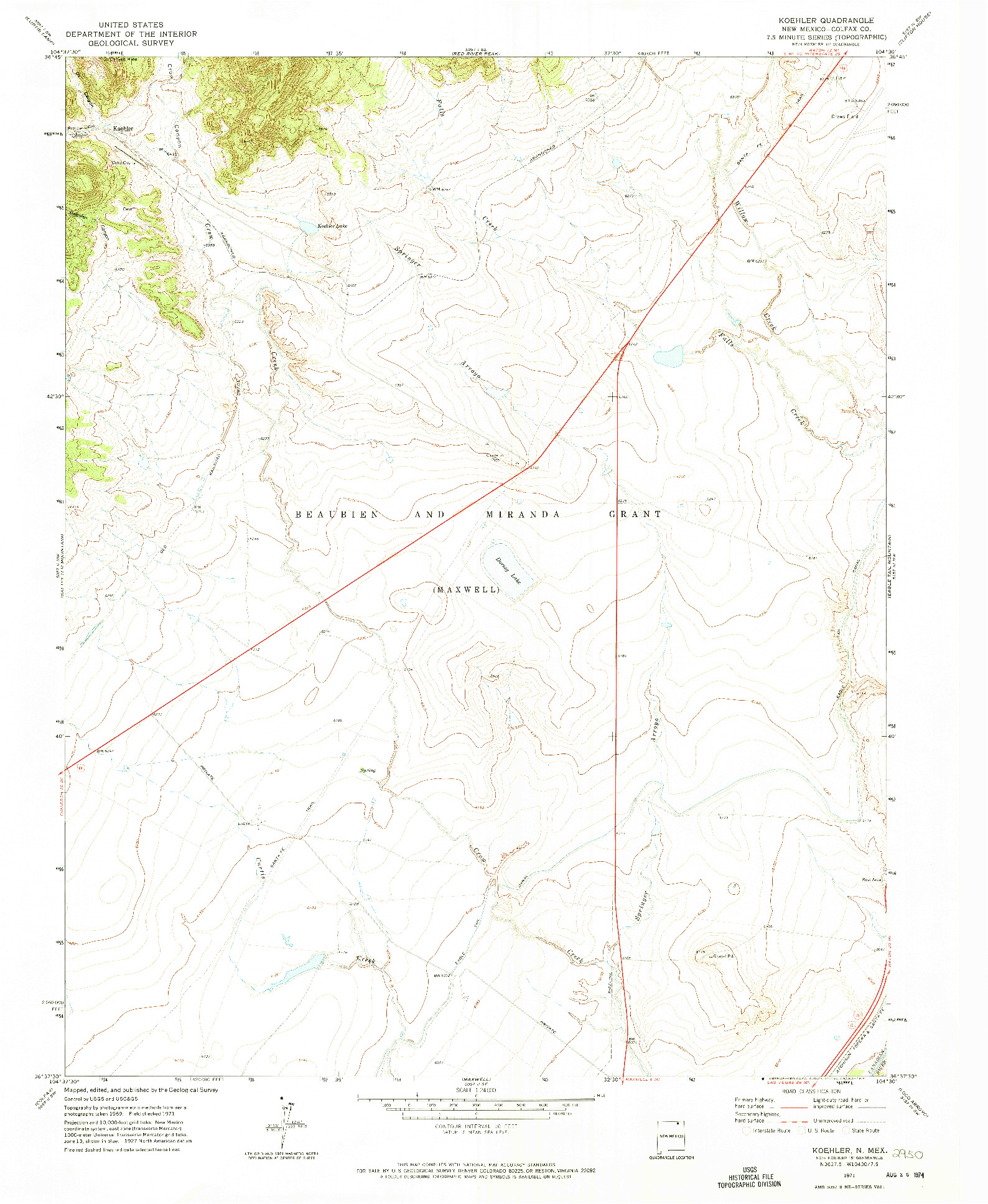 USGS 1:24000-SCALE QUADRANGLE FOR KOEHLER, NM 1971