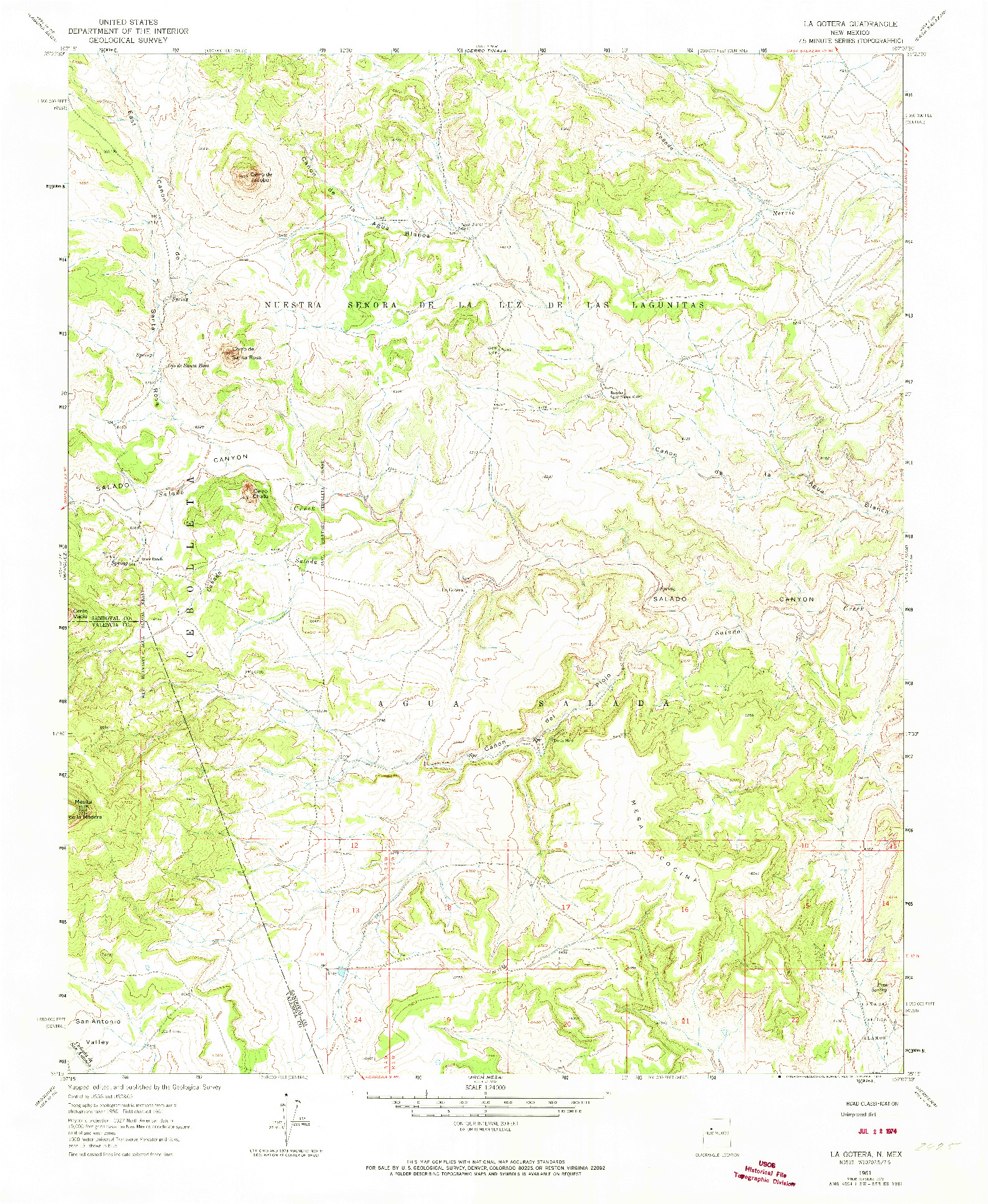 USGS 1:24000-SCALE QUADRANGLE FOR LA GOTERA, NM 1961