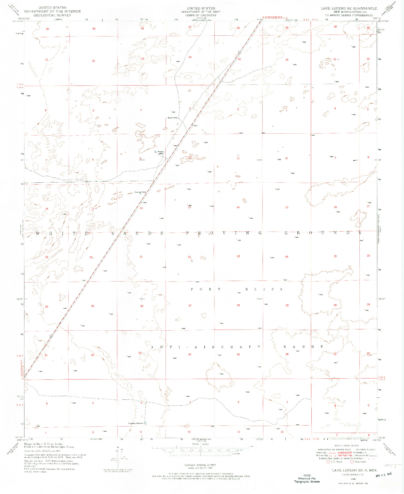 USGS 1:24000-SCALE QUADRANGLE FOR LAKE LUCERO SE, NM 1948