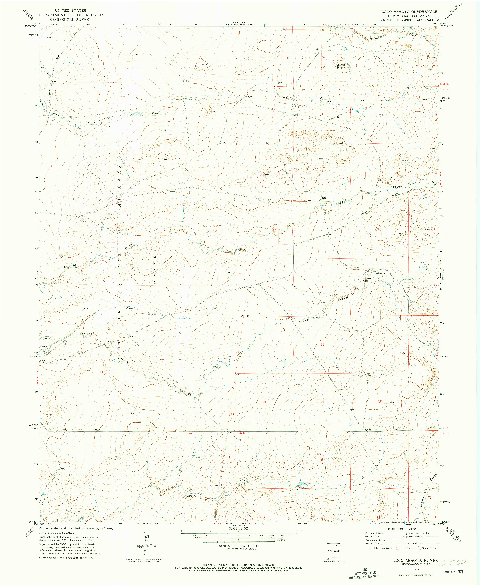 USGS 1:24000-SCALE QUADRANGLE FOR LOCO ARROYO, NM 1971