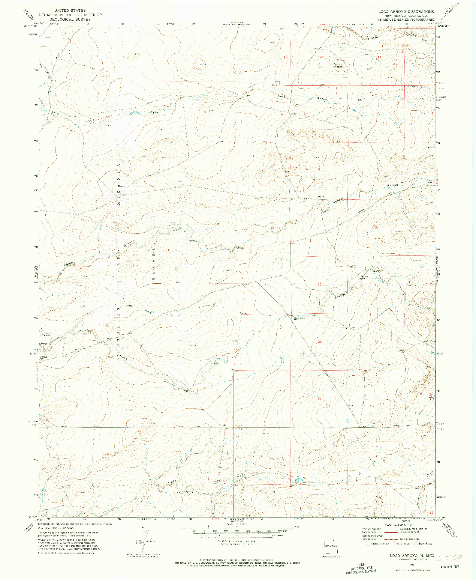 USGS 1:24000-SCALE QUADRANGLE FOR LOCO ARROYO, NM 1971