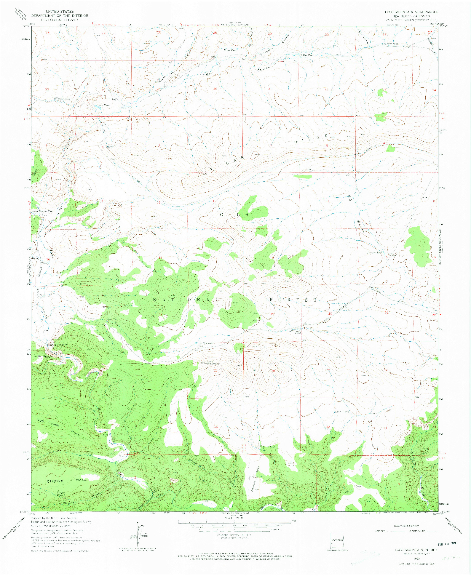 USGS 1:24000-SCALE QUADRANGLE FOR LOCO MOUNTAIN, NM 1963