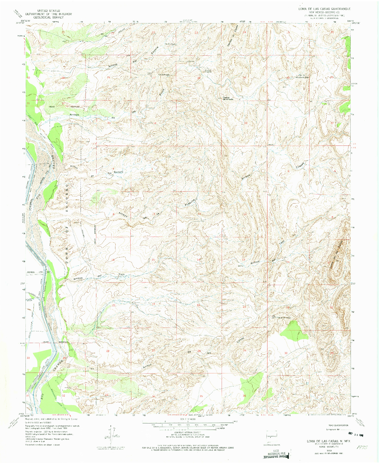 USGS 1:24000-SCALE QUADRANGLE FOR LOMA DE LAS CANAS, NM 1959