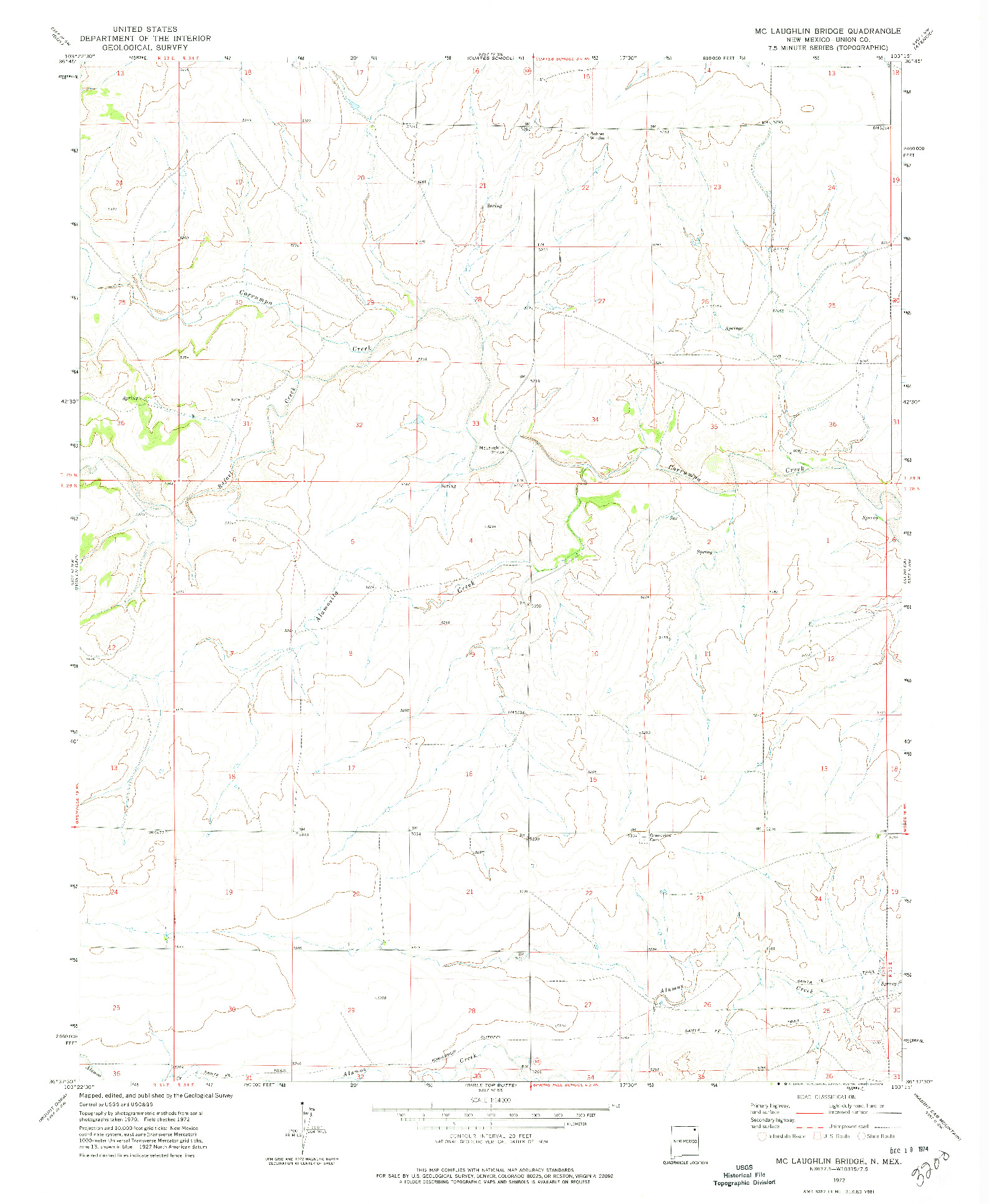 USGS 1:24000-SCALE QUADRANGLE FOR MC LAUGHLIN BRIDGE, NM 1972