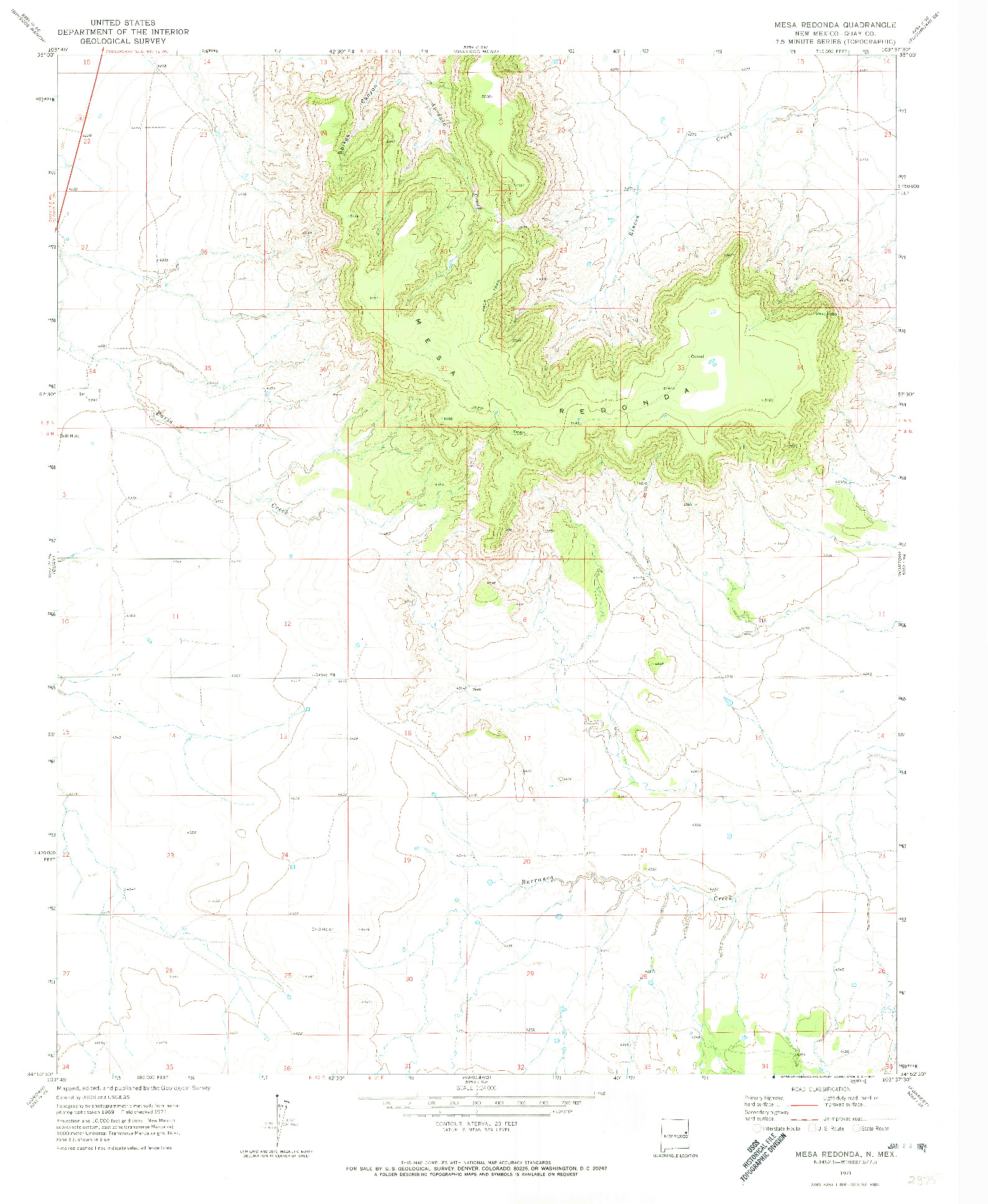 USGS 1:24000-SCALE QUADRANGLE FOR MESA REDONDA, NM 1971