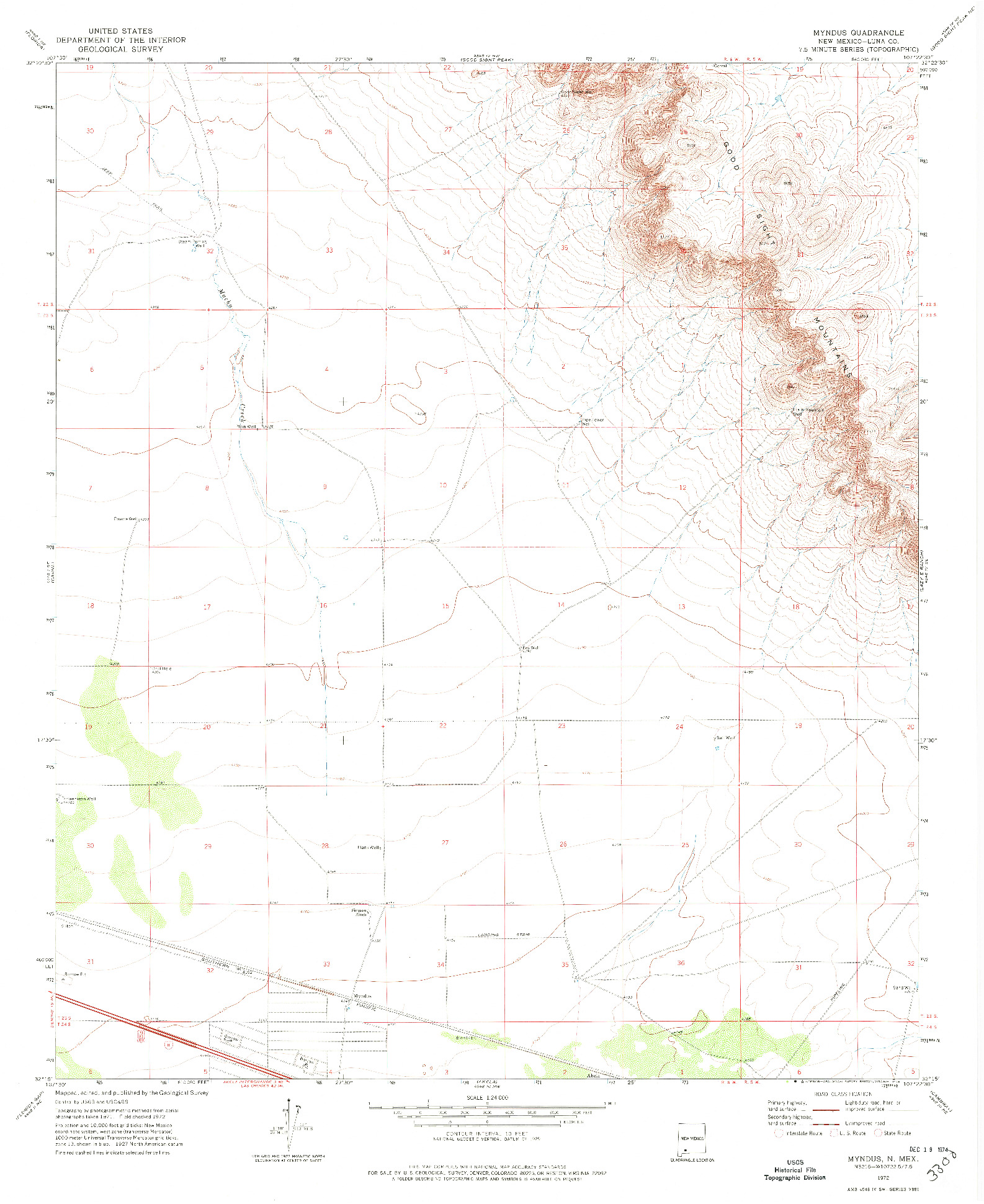 USGS 1:24000-SCALE QUADRANGLE FOR MYNDUS, NM 1972